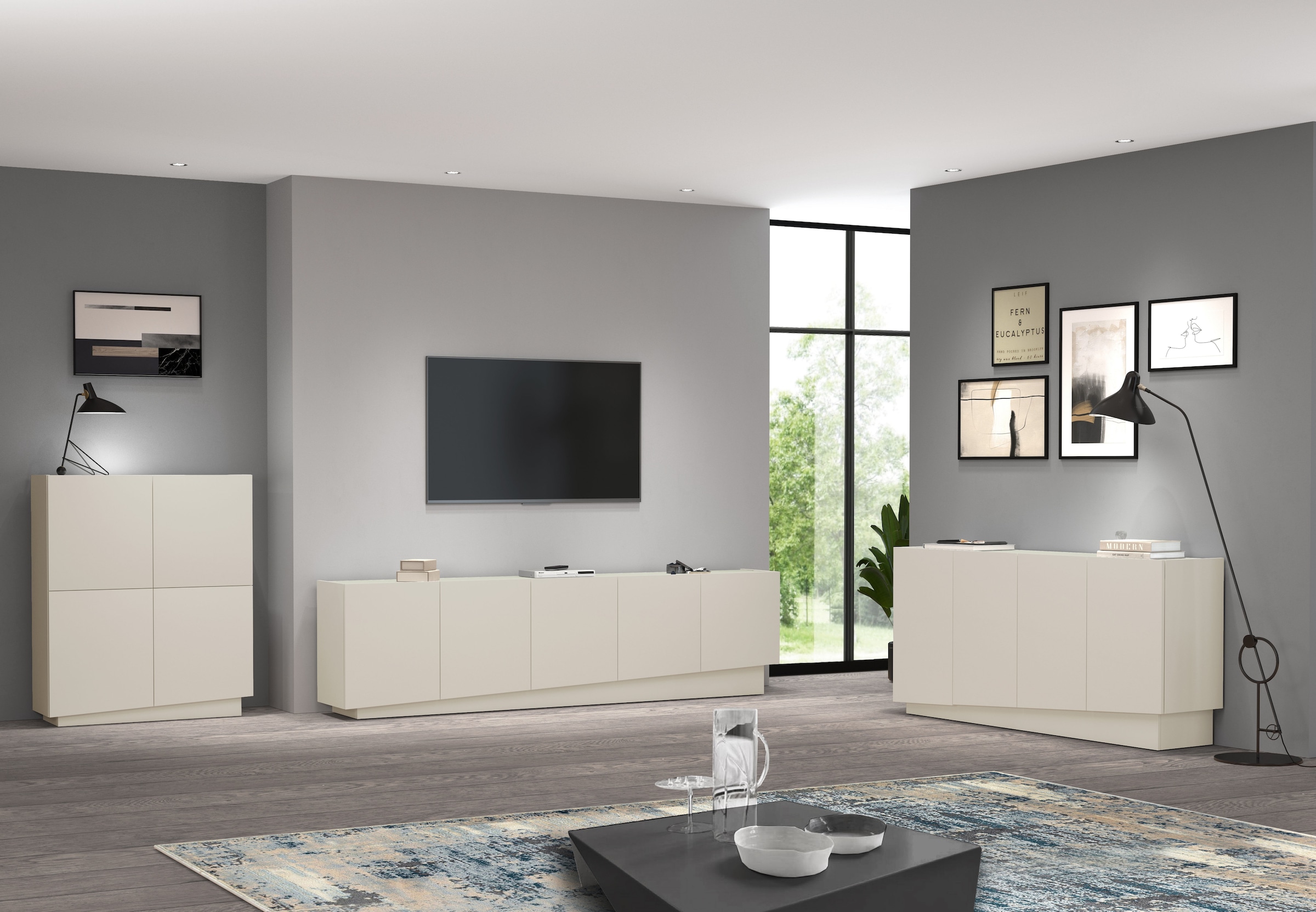 INOSIGN Lowboard »VELA, Höhe 60 cm, Breite 225 cm,Design mit schrägen Türen«, (1 St.), Made in Italy, Maße-B/T/H: 225x35x60, Lowboard, TV-Board, TV-Kommode