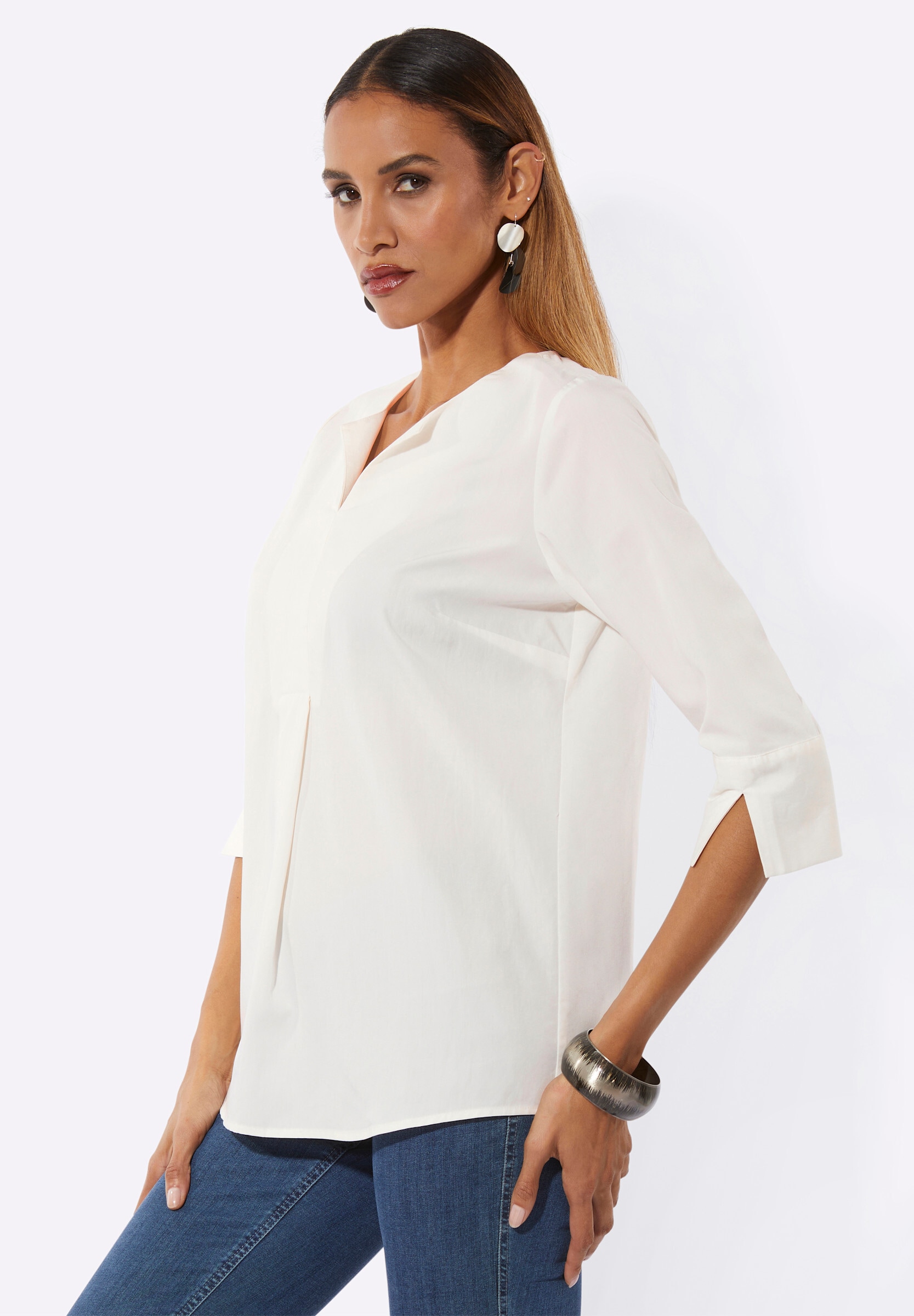 creation L Schlupfbluse »Modal-Bluse Schlupfbluse mit 3/4-Ärmeln«