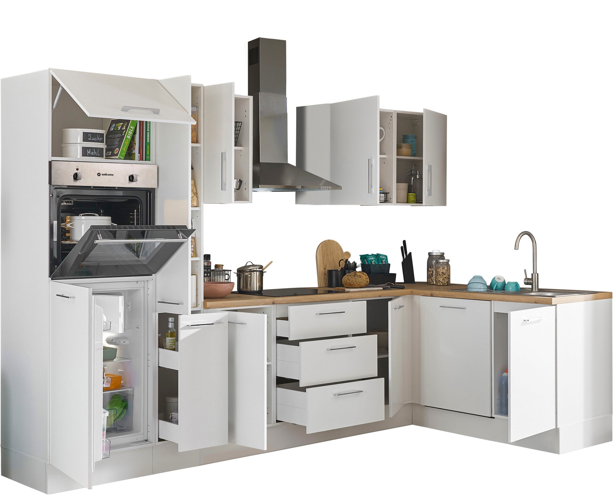 BASIC by Balculina Winkelküche »Turin« Stellbreite 310x175 cm, wahlweise mit E-Geräten