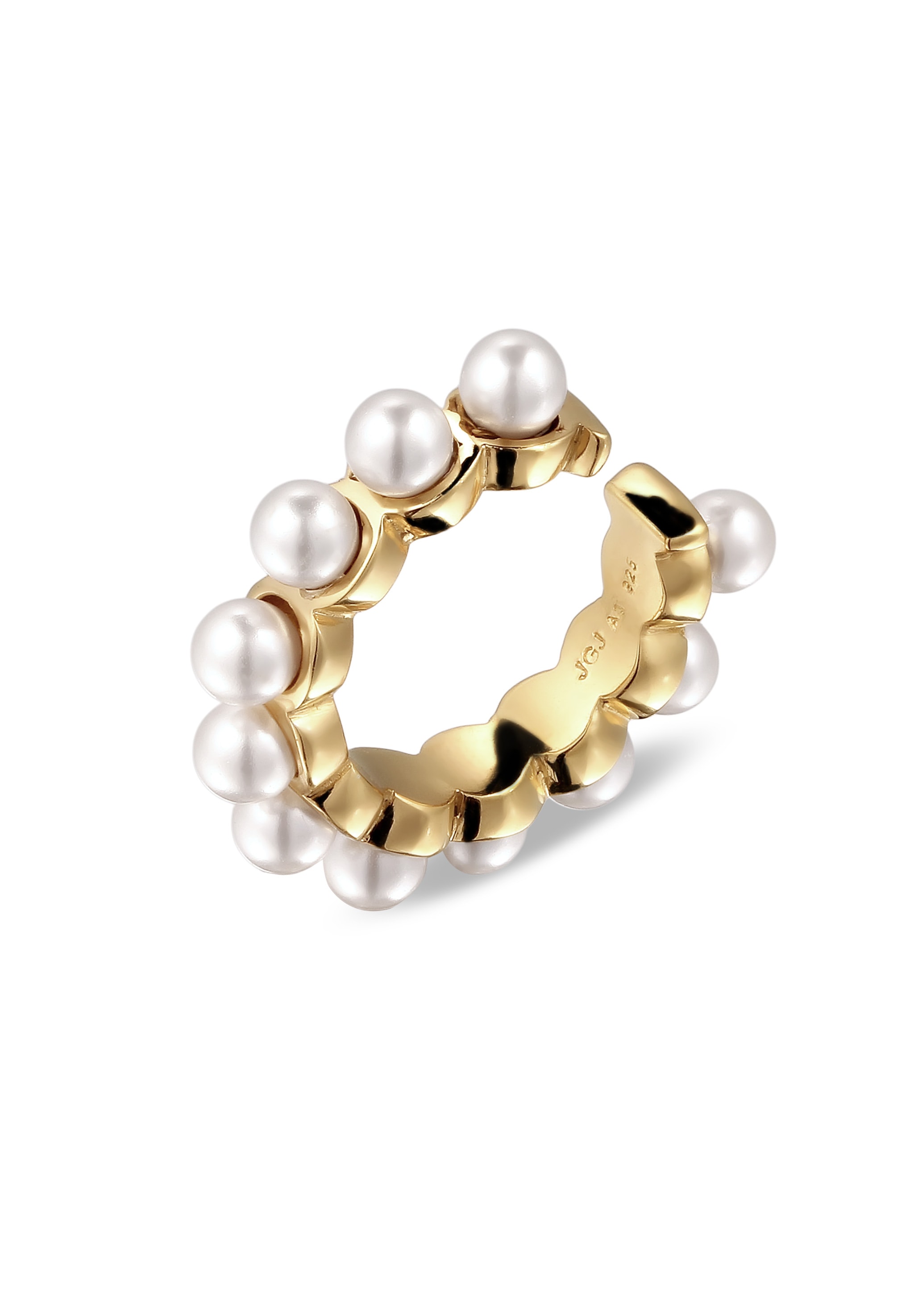 Elli Ohrklemme »Ohrringe Earcuff mit Perlen von Swarovski(R) Weiß 925 Sterling Silber vergoldet«