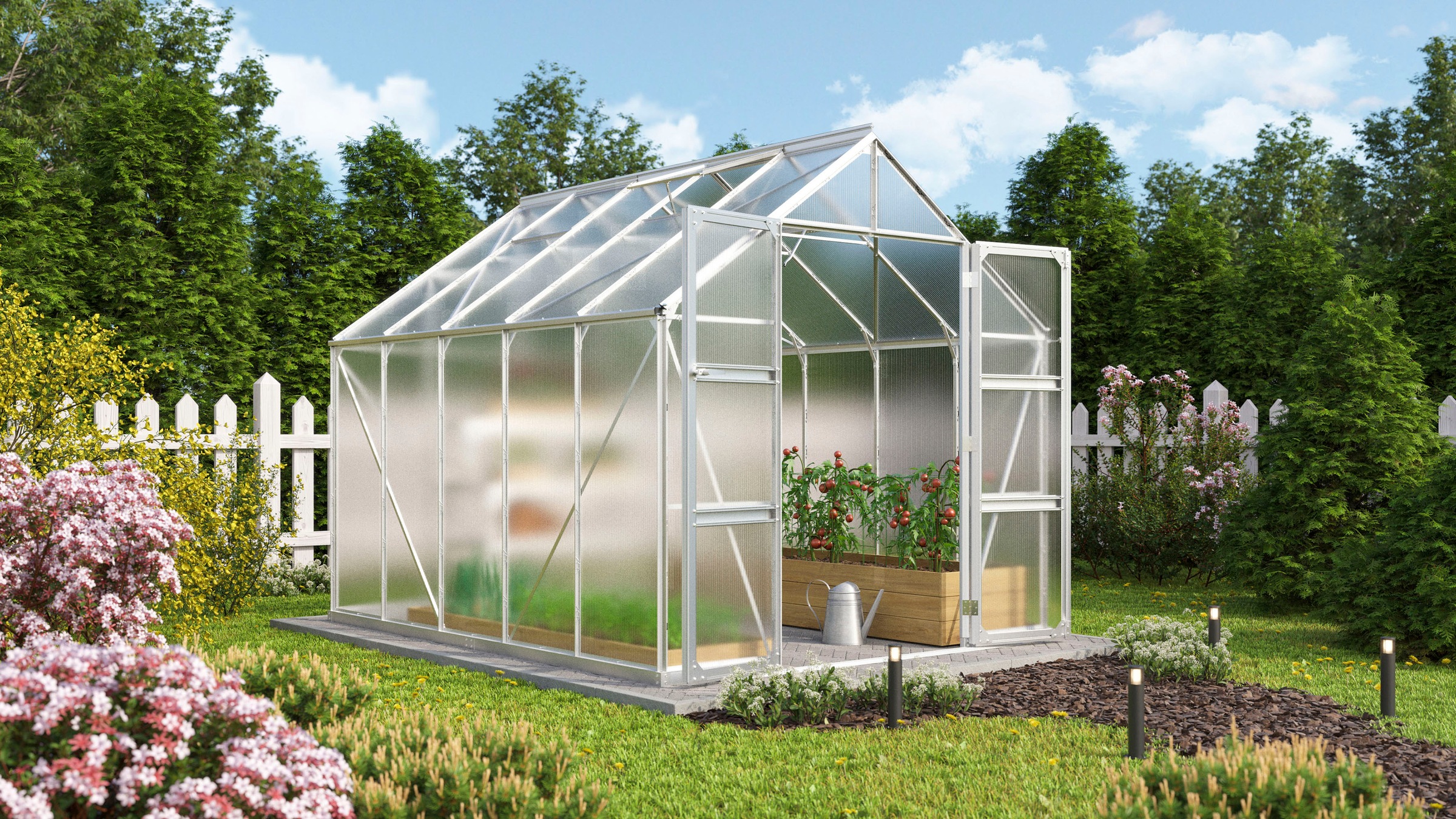 Vitavia Gewächshaus »Domus 8300«, mit Doppelschwingtüren und bodentiefer Türschwelle, 4 mm Hohlkammer