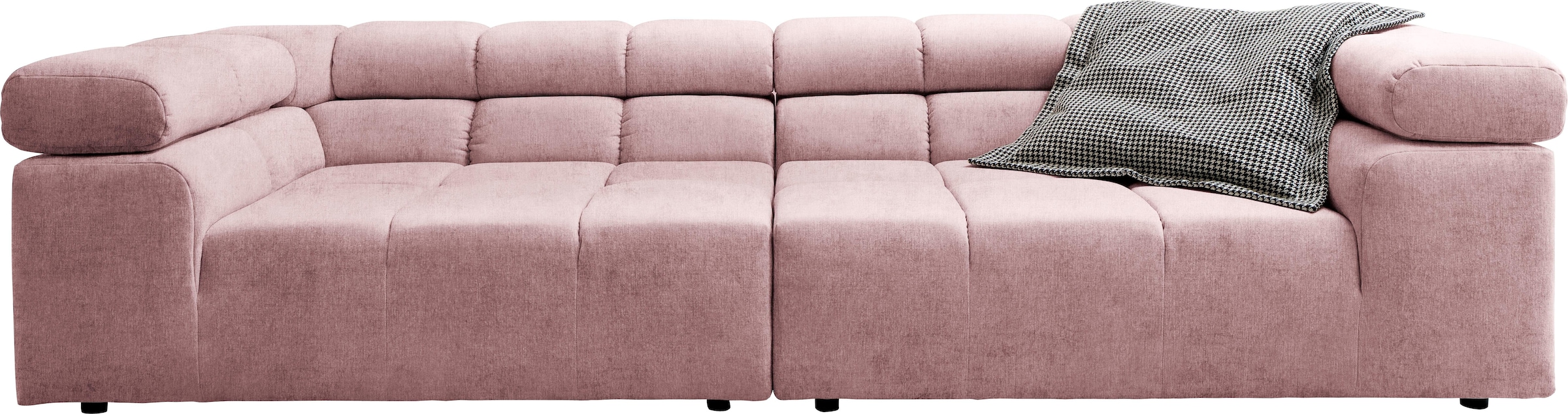 INOSIGN Big-Sofa »Ancona B/T/H: 290/110/70 cm«, auffällige Steppung, inkl. 2 Zierkissen und verstellbaren Kopfstützen