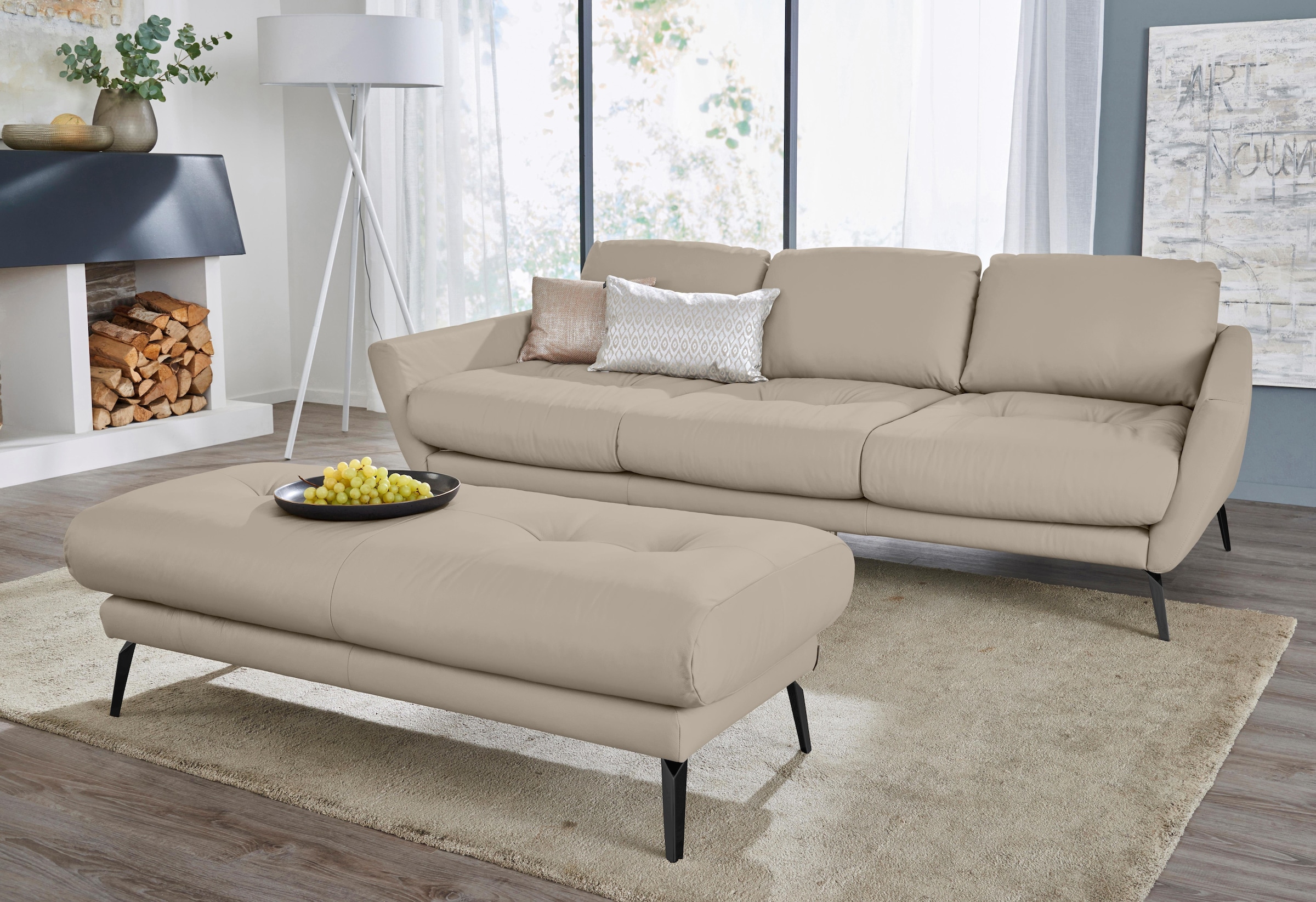 W.SCHILLIG Big-Sofa »softy«, mit dekorativer Heftung im Sitz, Füße schwarz pulverbeschichtet