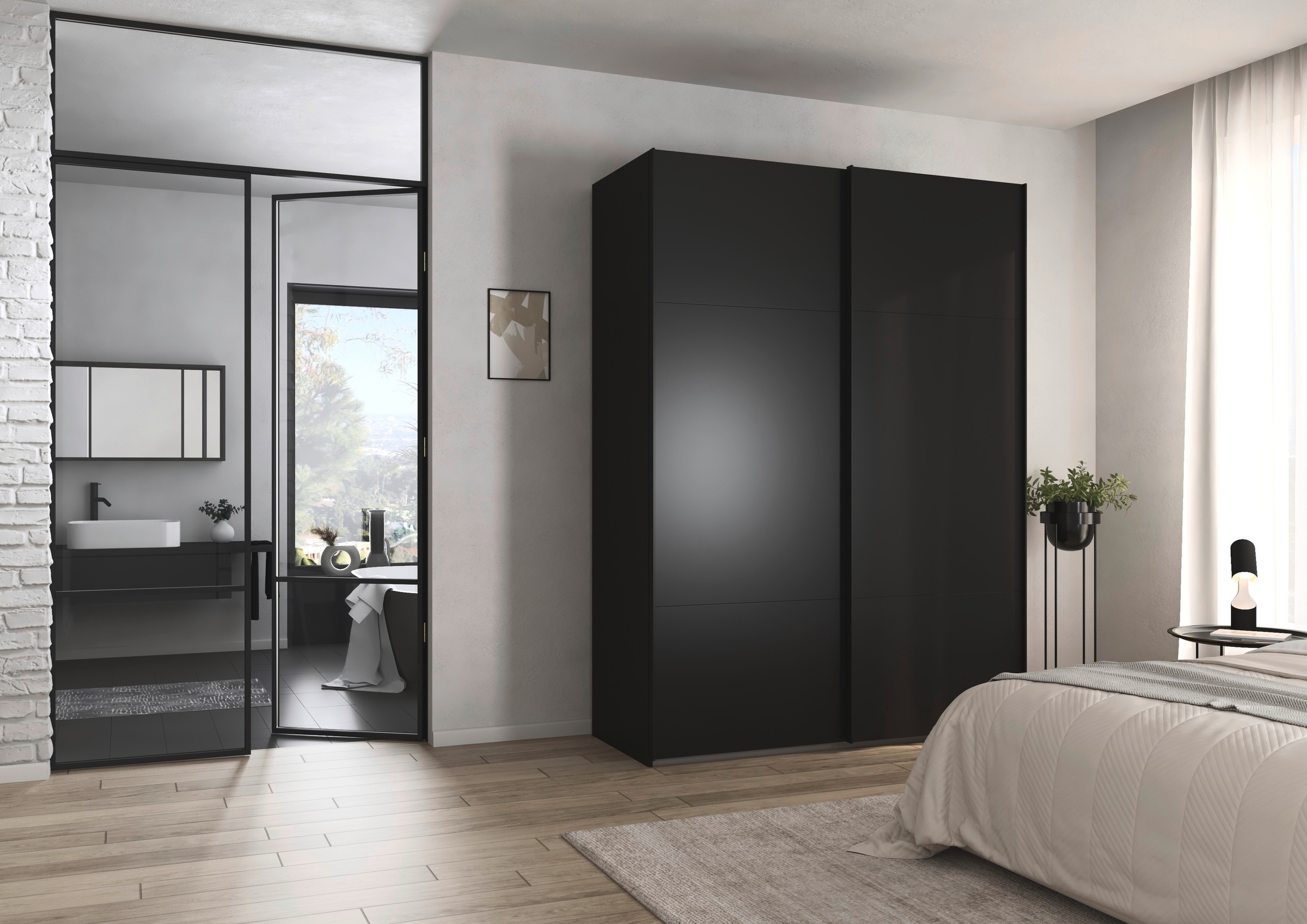 rauch Schwebetürenschrank »Kleiderschrank Schrank Garderobe Schlafzimmerschrank CONTIDO«, (in 3 verschiedenen Ausstattungen BASIC/CLASSIC/PREMIUM), aus hochwertigem Material in 6 Breiten 2 Griff-Farben MADE IN GERMANY