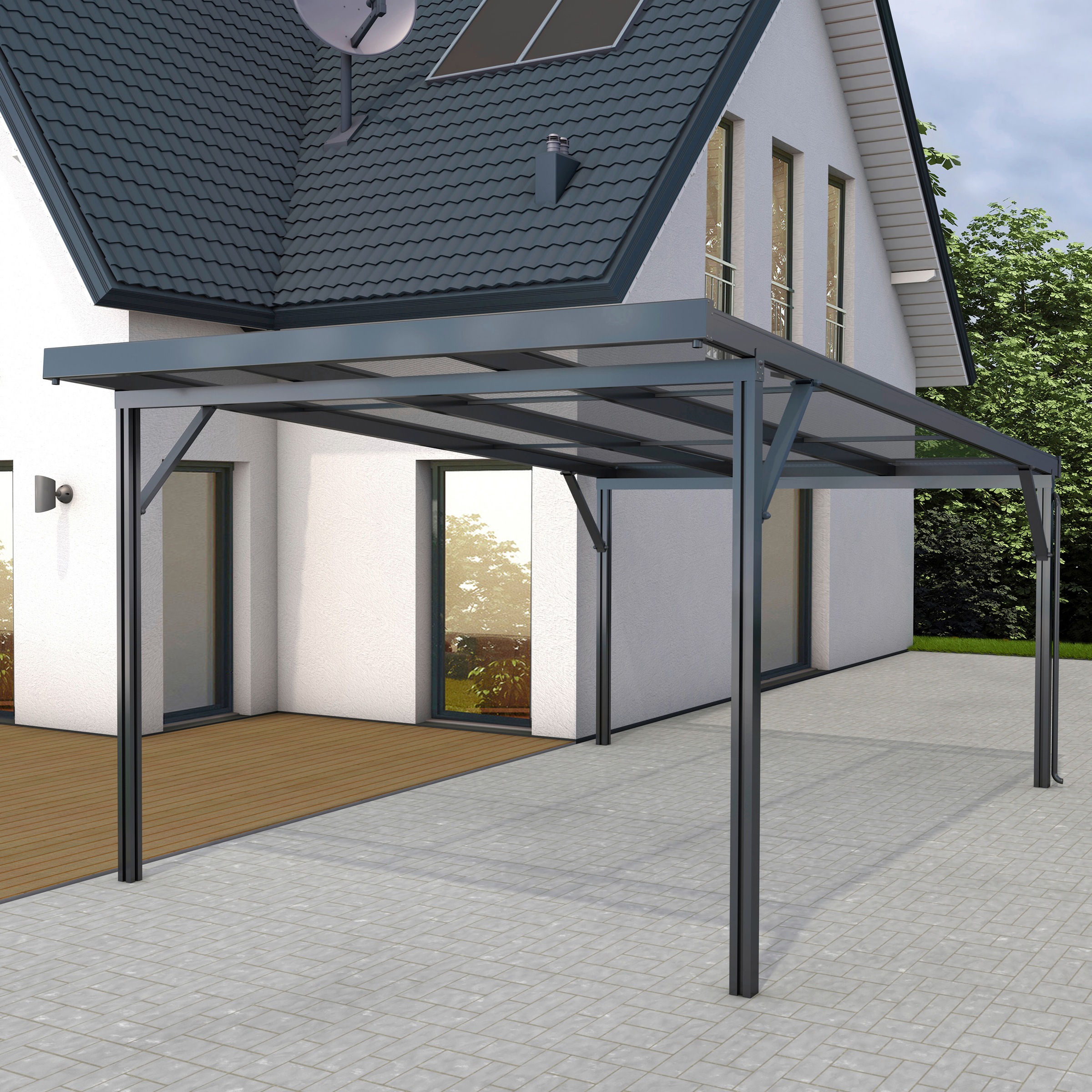 GUTTA Einzelcarport »Premium«, Aluminium, 293,4 cm, anthrazit, BxT: 309x562 cm, Dacheindeckung Polycarbonat klar