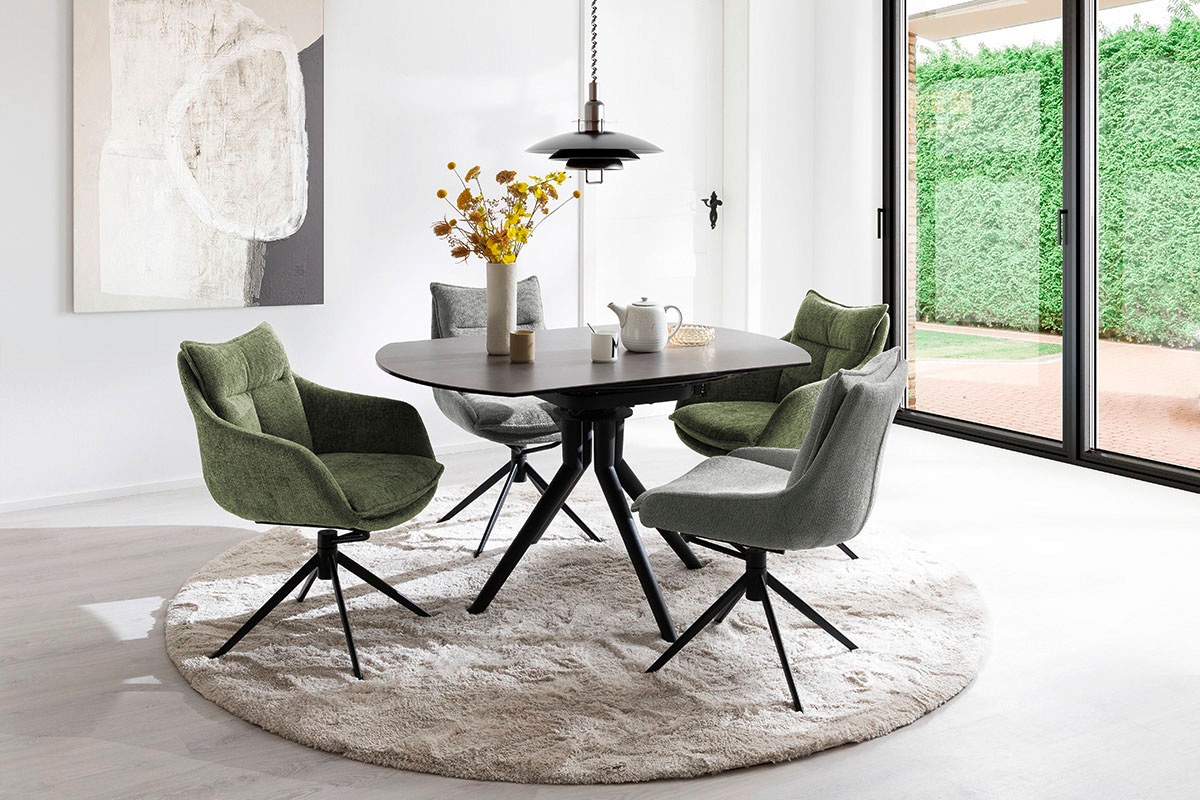 MCA furniture Esstisch »RUBIKON Vierfußtisch 90-135 cm«, (Einzelstück), Keramik, Metall, Längsseitenauszug, ausziehbar, 13 mm
