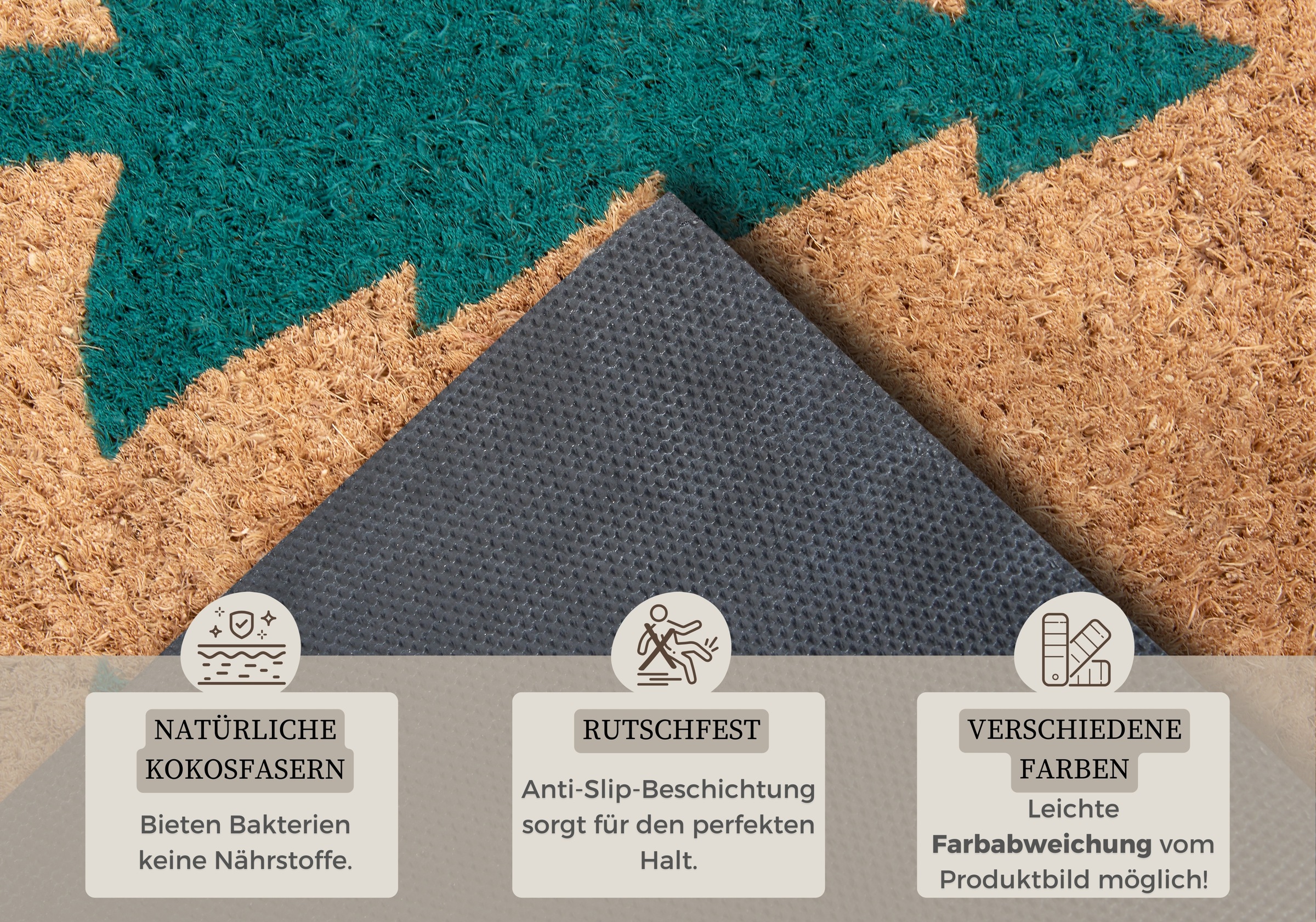 HANSE Home Fußmatte »Mix Mats Kokos Pine Trees, Türmatte«, rechteckig, 15 mm Höhe, Weihnachten, Schmutzfangmatte, Outdoor, Rutschfest, Innen, Kokosmatte