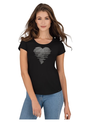 T-Shirt »TRIGEMA T-Shirt mit glitzerndem Herz-Motiv«, (1 tlg.)