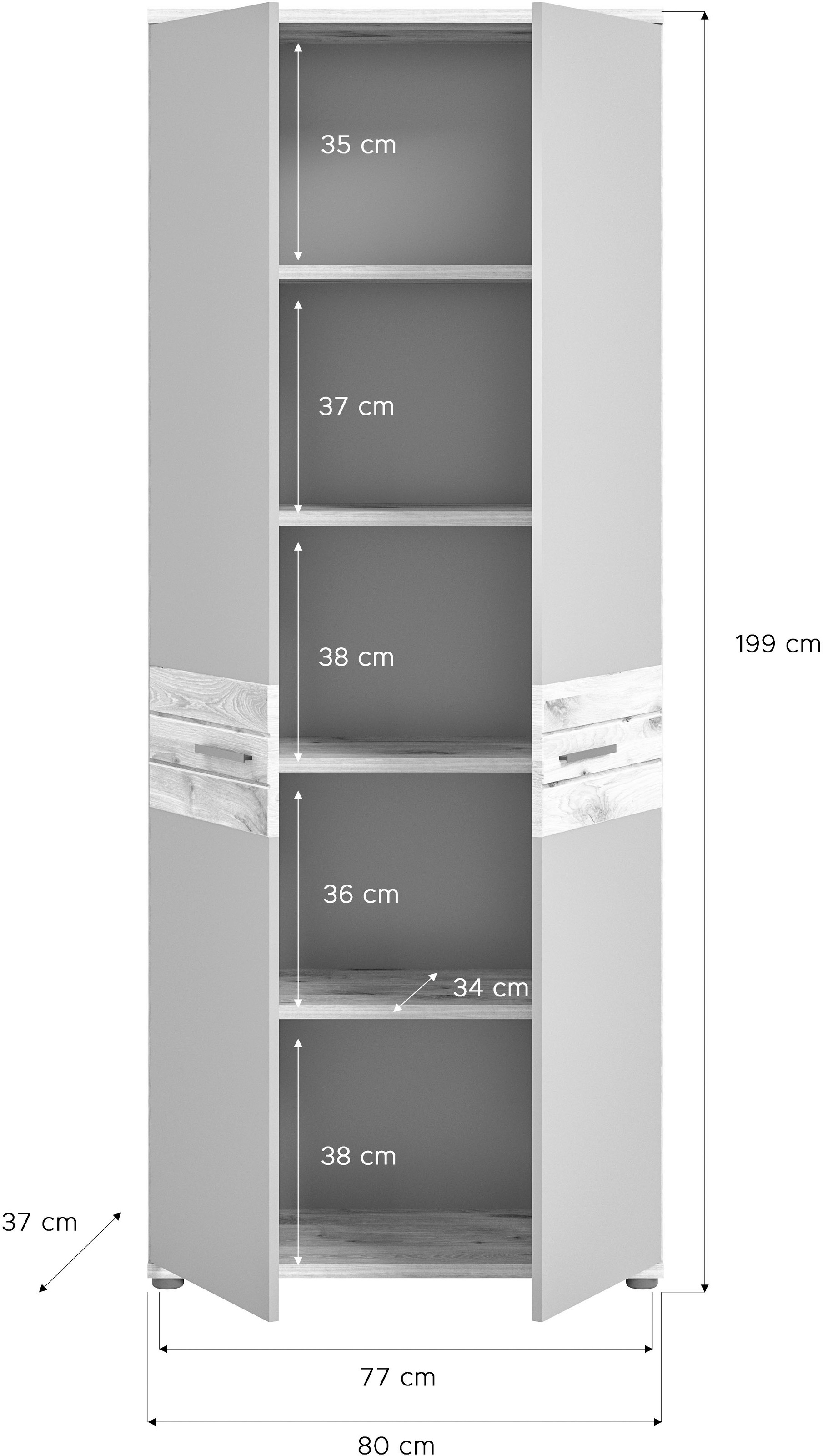 INOSIGN Aktenschrank »Riga, Breite 80cm, in Nox Oak Nachbildung und Basalt grau«, Büroschrank, Büroeinrichtung, Arbeitszimmer, Stauraumschrank