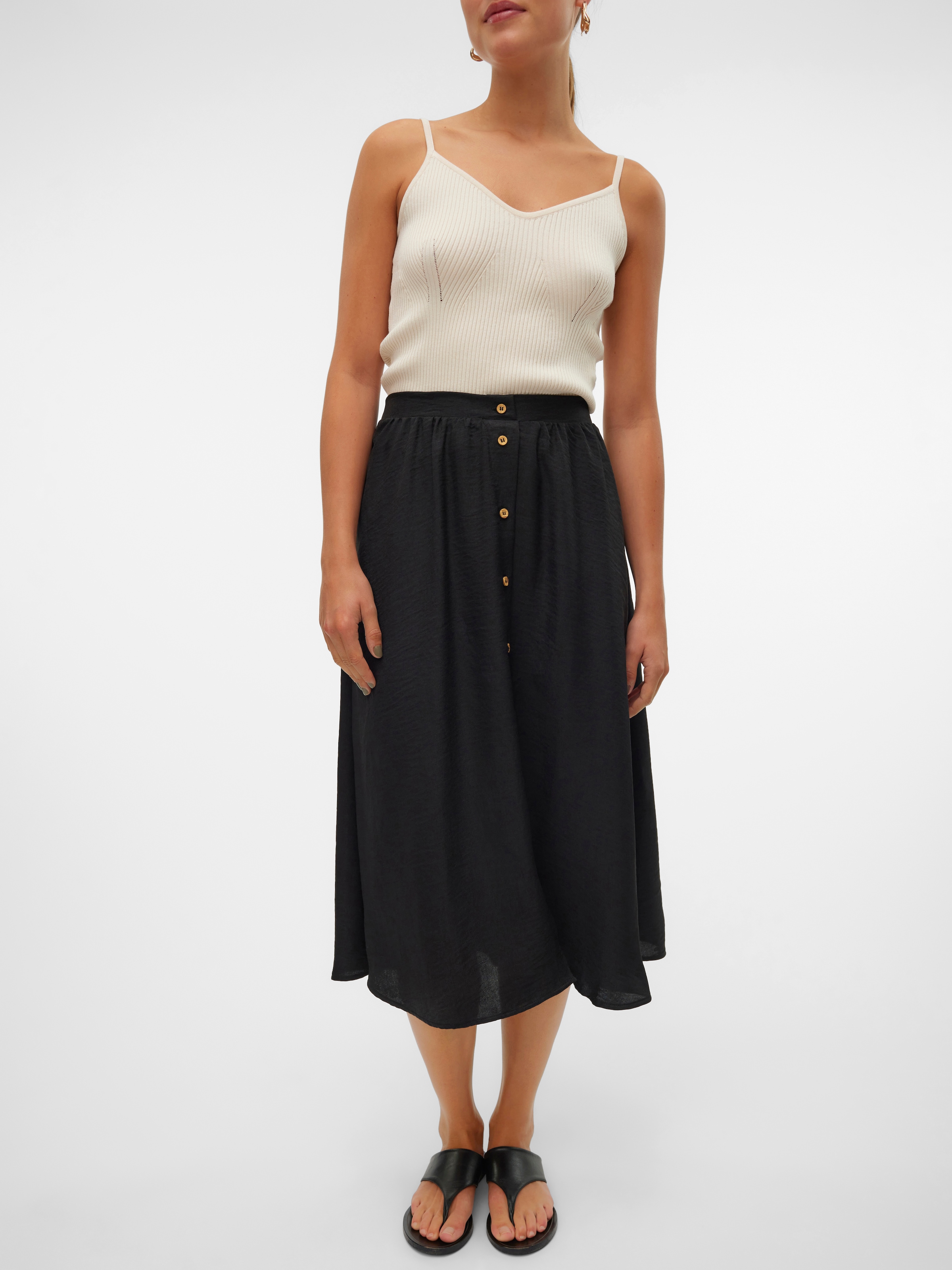 Vero Moda Maxirock »VMMELANEY HW BUTTON CALF SKIRT WVN NOOS«
