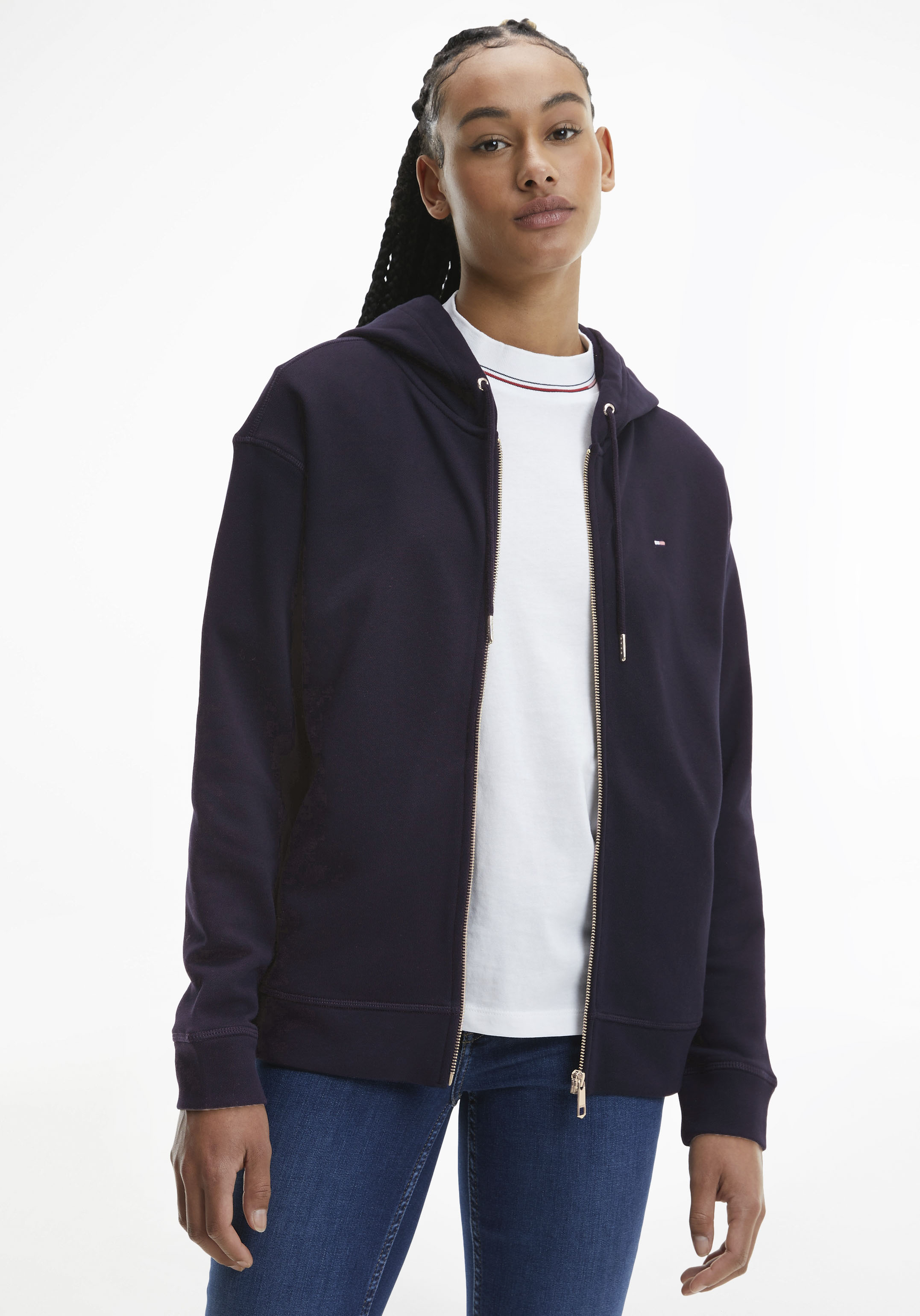 Tommy Hilfiger Kapuzensweatjacke »REGULAR ZIP-THROUGH HOODIE«, mit Tommy Hilfiger Logo-Flag