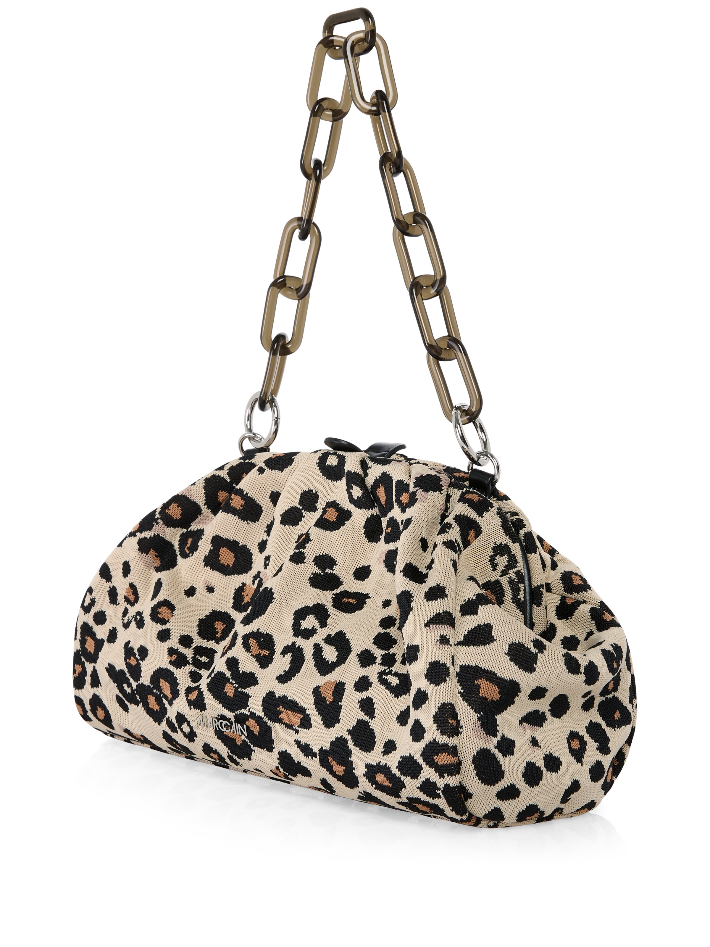 Marc Cain Clutch »Collections Feminine Rigour«, Handtasche, gestrickte Clutch mit Leo Muster und abnehmbarer Zierkette