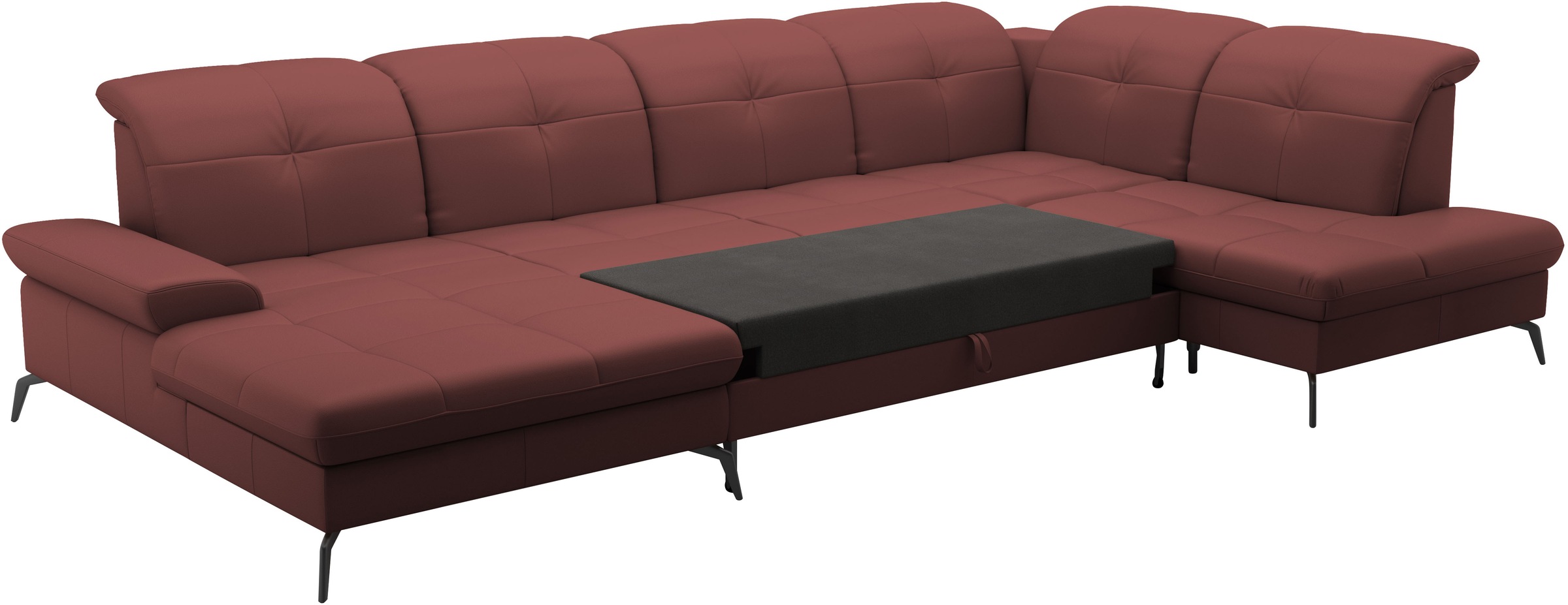 sit&more Wohnlandschaft »Amica, U-Form, inkl. Sitztiefenverstellung und Armteilverstellung«, wahlweise mit Kopfteilverstellung, Bettfunktion und Bettkasten
