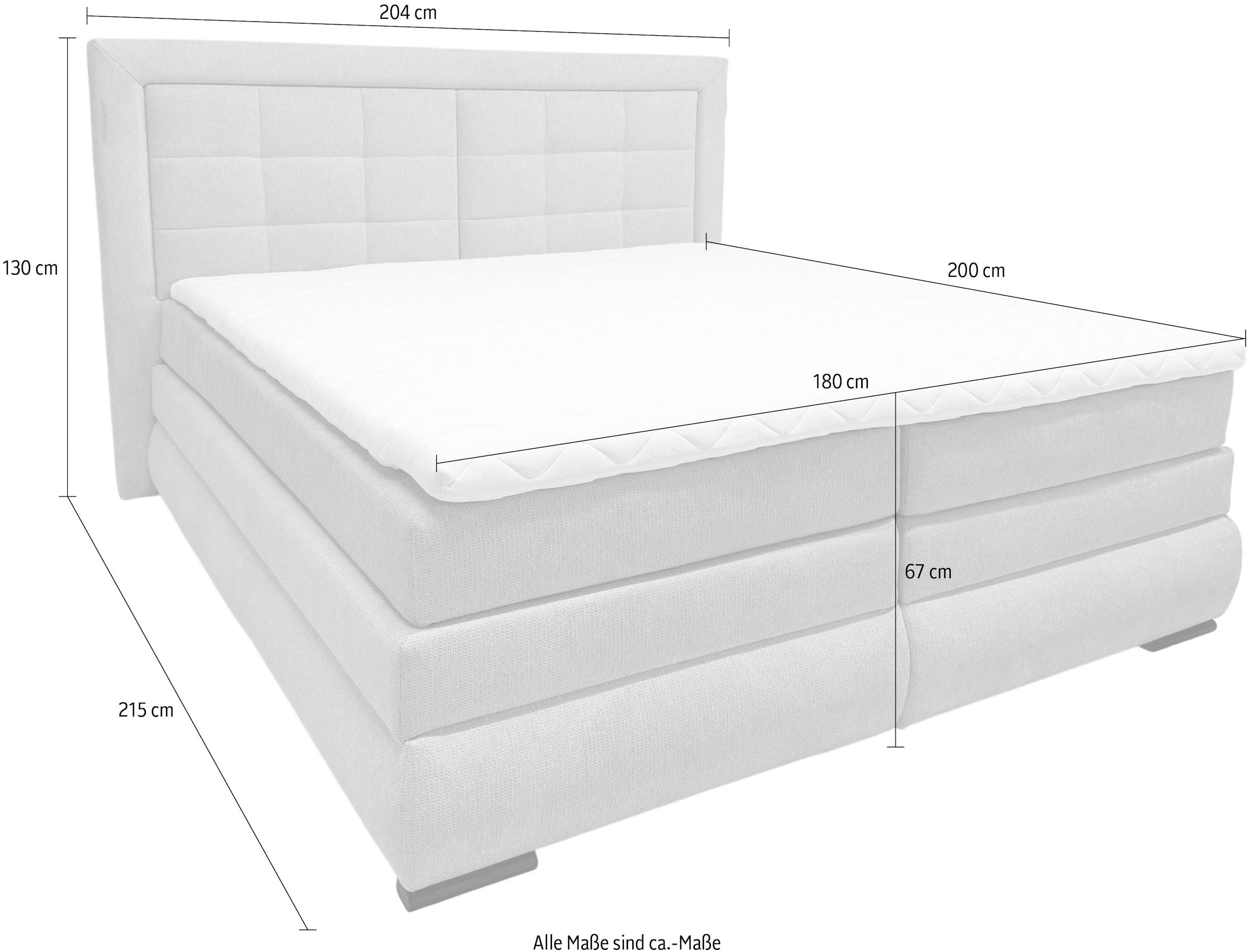 OTTO home Boxspringbett »MIVVA in der Breite 180cm, inkl. Bettkasten und Topper« in H3, H4 oder Hmix H3/H4, wahlweise mit oder ohne LED-Leuchten
