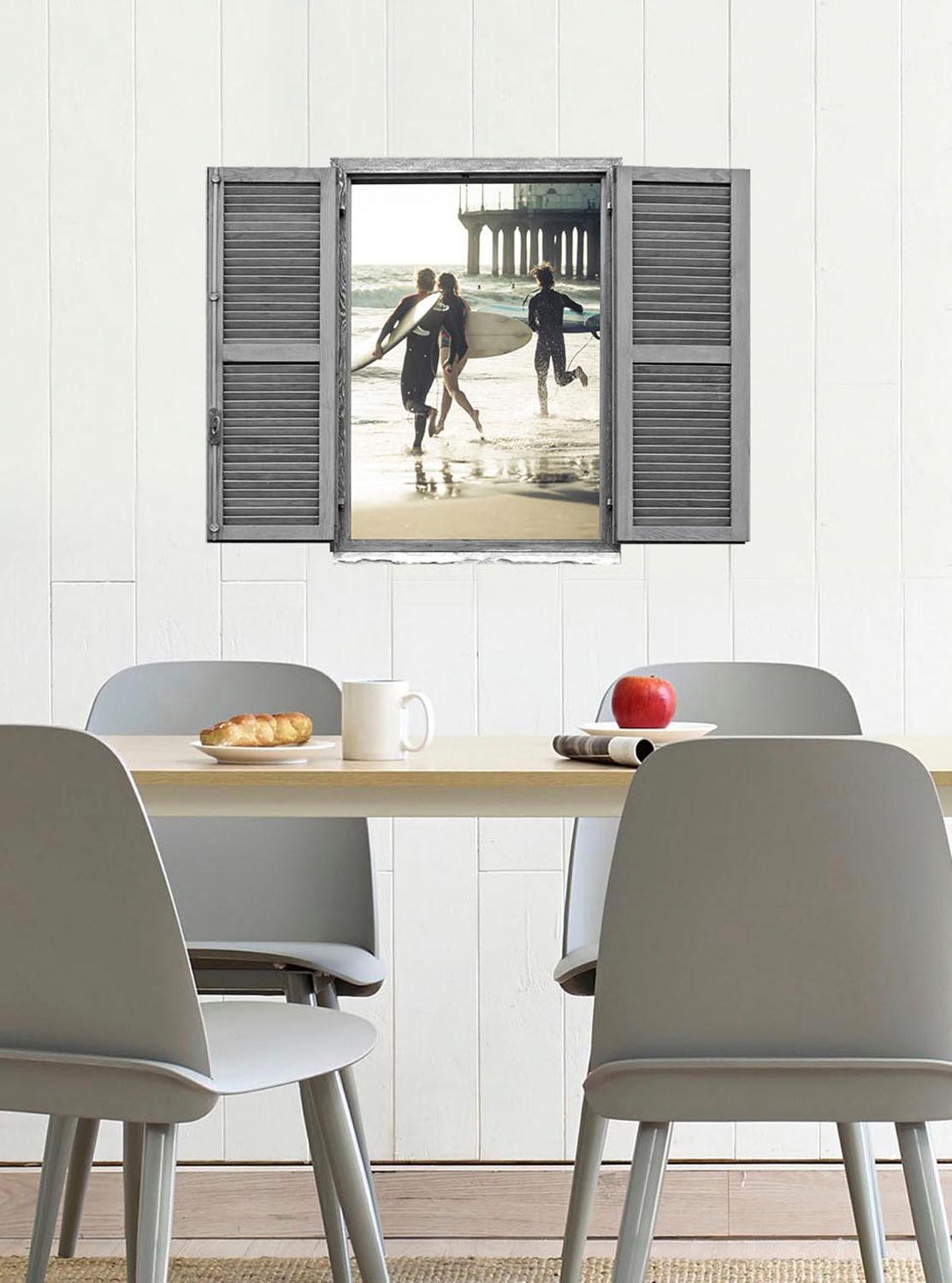 queence Wandtattoo »Surfer«, (1 St.), Wandsticker, Wandbild, selbstklebend, 3D, Fenster