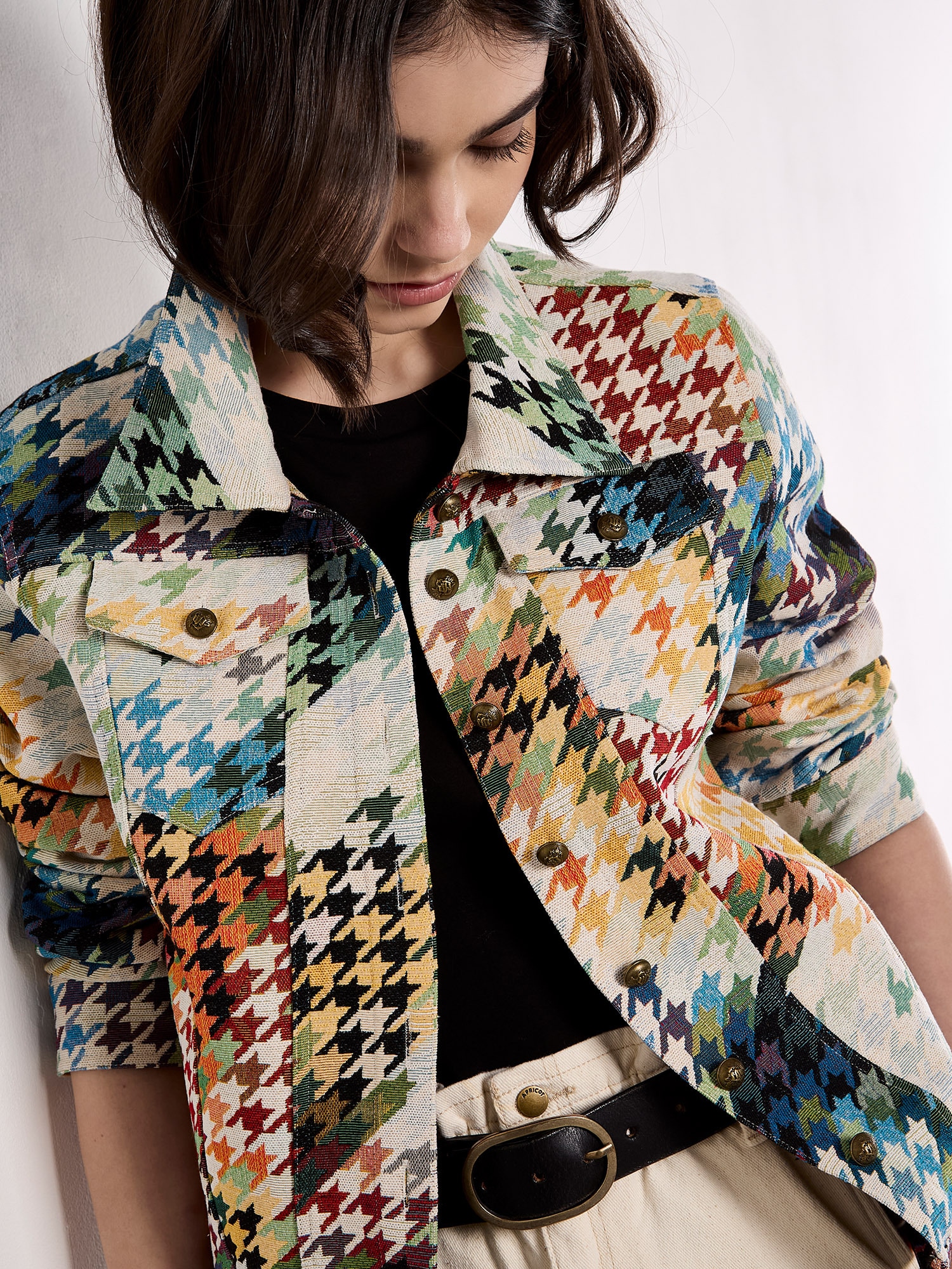 Apricot Kurzjacke »Jacke« mit Hahnentrittmuster und Knopfleiste