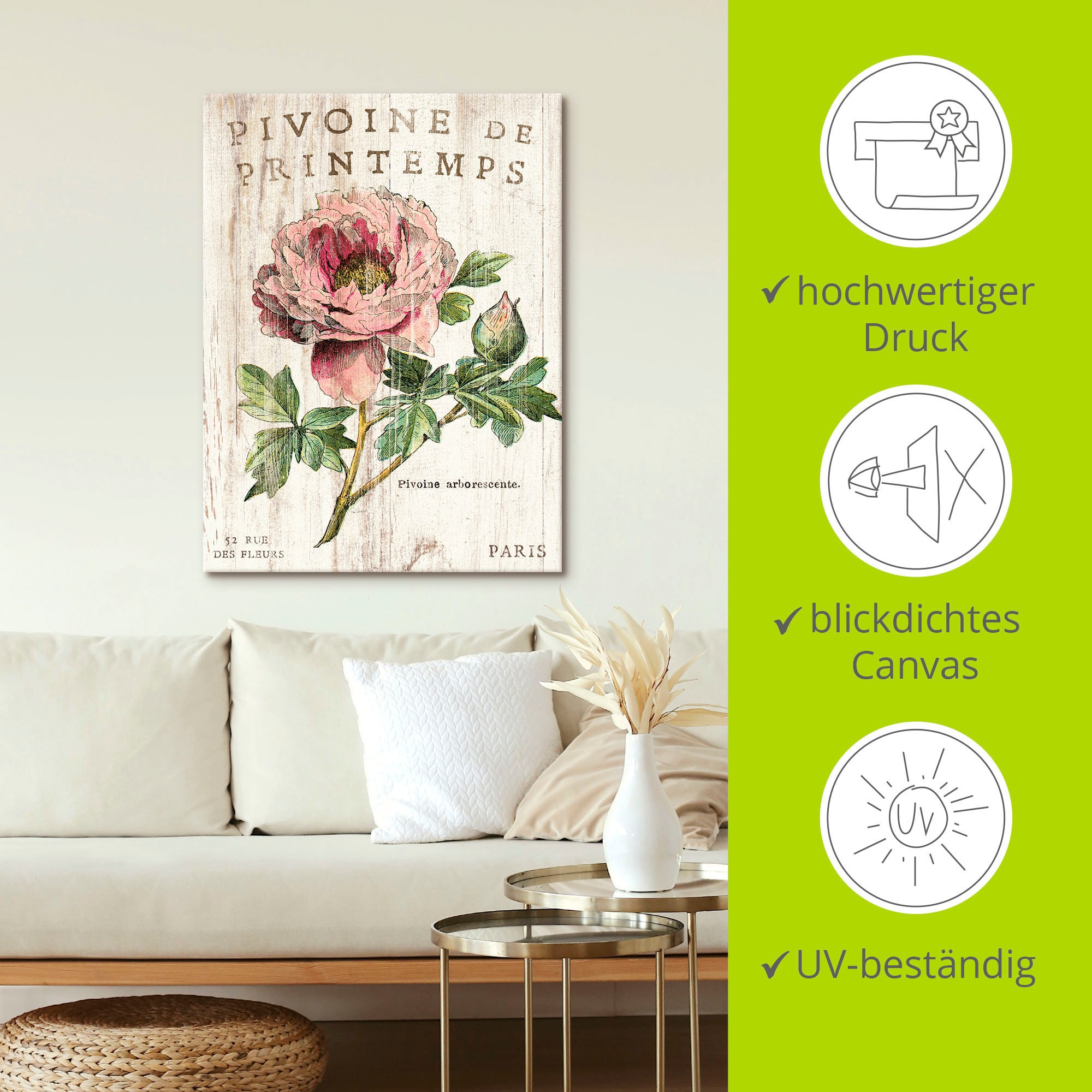 Artland Wandbild »Pfingstrose«, Blumen, (1 St.), als Leinwandbild, Poster, Wandaufkleber in verschied. Größen