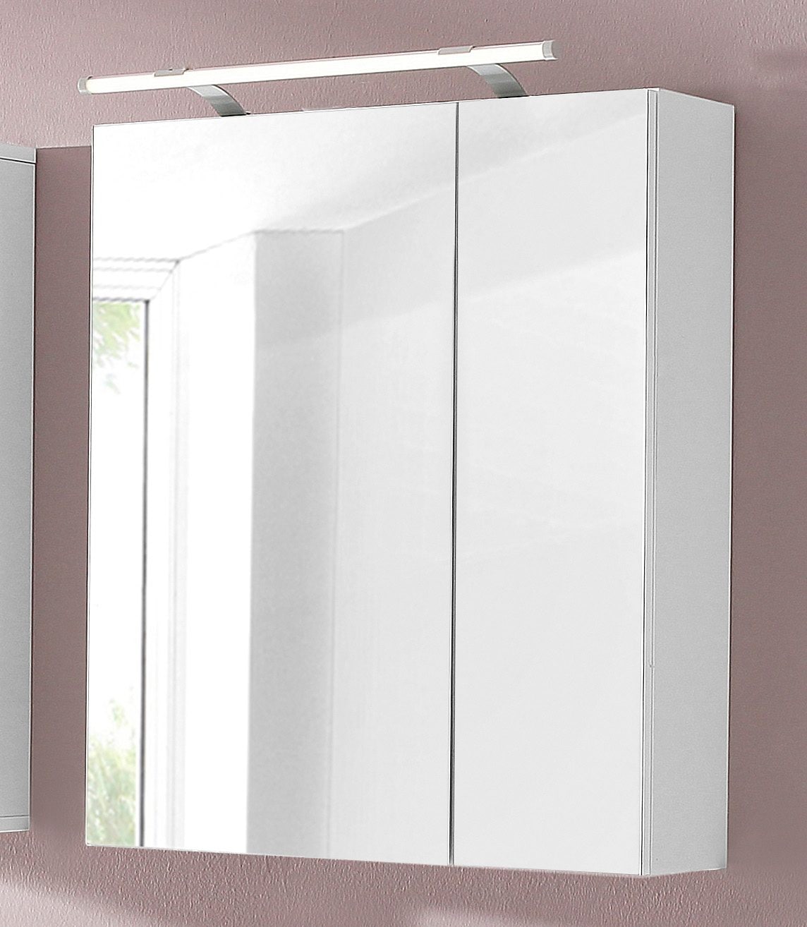 Schildmeyer Spiegelschrank »Dorina, mit höhenverstellbaren Glasböden«, Breite 60 cm, 2-türig, LED-Beleuchtung, Schalter-/Steckdosenbox