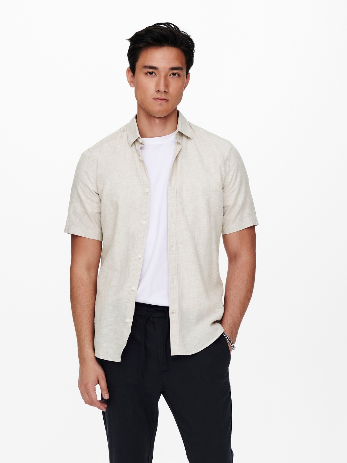 Kurzarmhemd »ONSCAIDEN SS SOLID LINEN SHIRT NOOS«