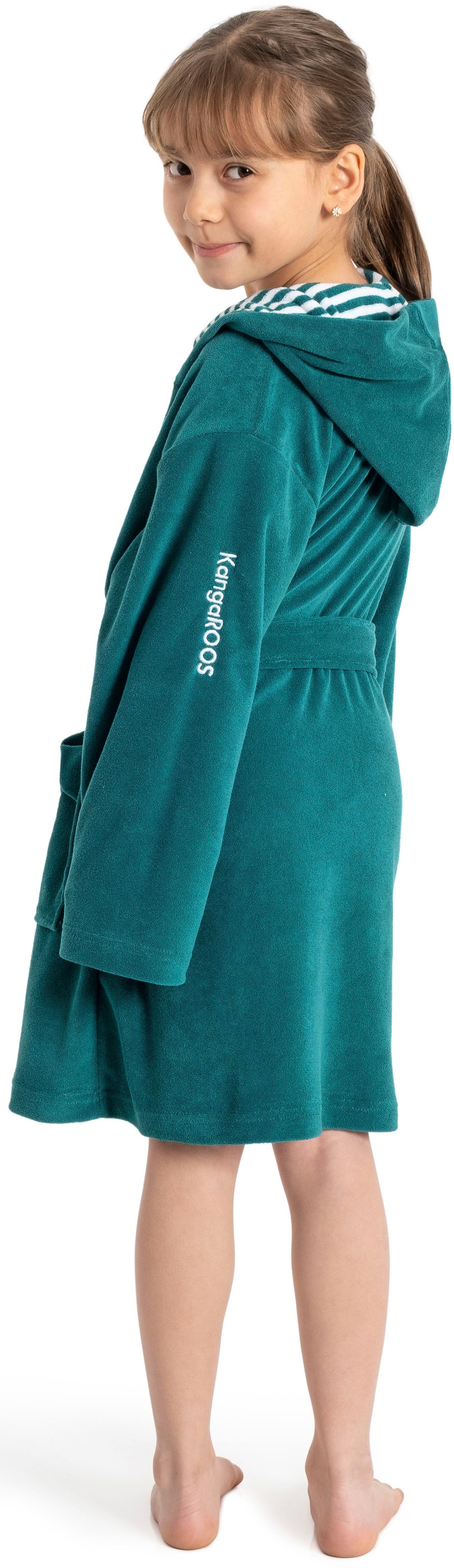 KangaROOS Kinderbademantel »Dalia, Ideal für Zuhause, Schwimmbad oder im Urlaub« 1 Stk. Uni-Farben mit Streifen