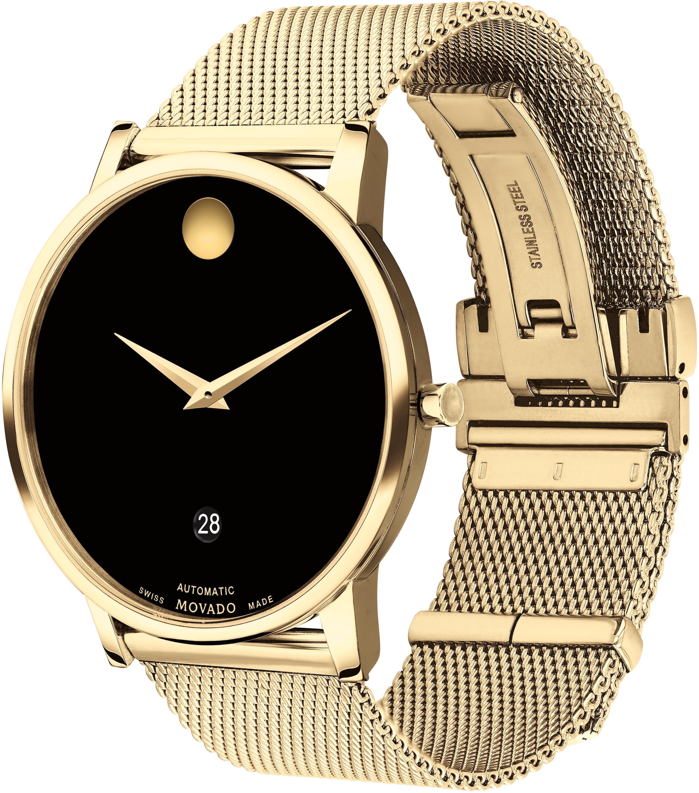 MOVADO Automatikuhr »MUSEUM, 0607632«, Armbanduhr, Herrenuhr, mechanische Uhr, Swiss Made, Datum