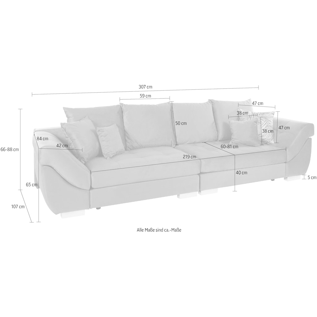INOSIGN Big-Sofa »Rome«, Steppung im Sitzbereich, Federkern-Polsterung