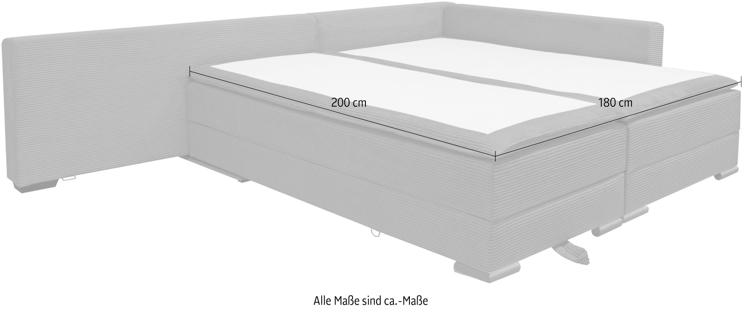 Home affaire Ecksofa »Night & Day L-Form, B: 321 cm, mit Dauer-Schlaffunktion 180x200 cm« Schlaffunktion, Bettkasten, Topper & 3 Zierkissen, Boxspringbett Cord