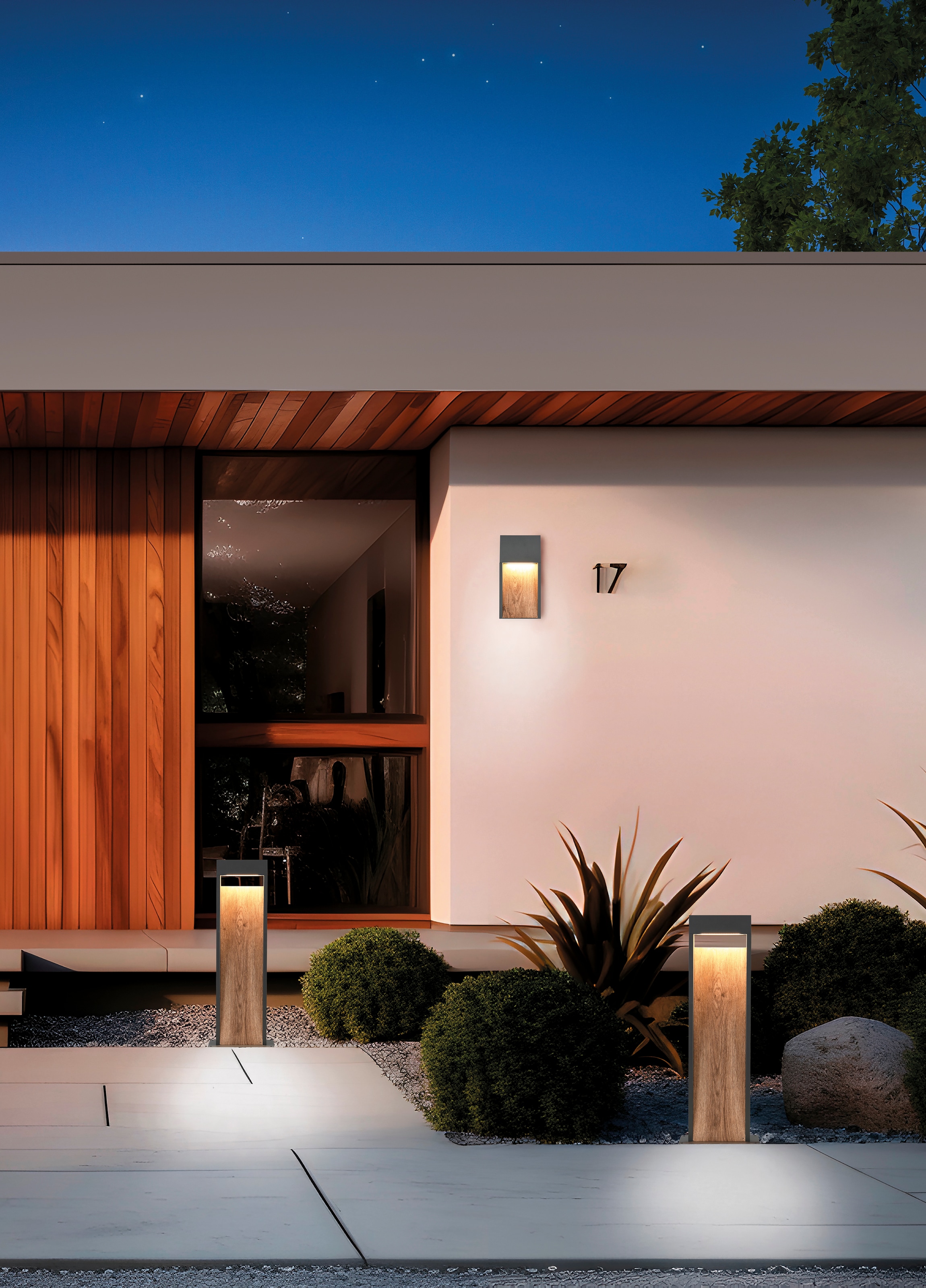 TRIO Leuchten LED Außen-Stehlampe »SALMON, Outdoor LED Stehleuchte 11W 1200 Lm 3000K, Garten Stehlampe« LED-Board 1 Stk. Warmweiß aus Aluminium & Holz-Optik, IP44 LED Garten Wegeleuchte