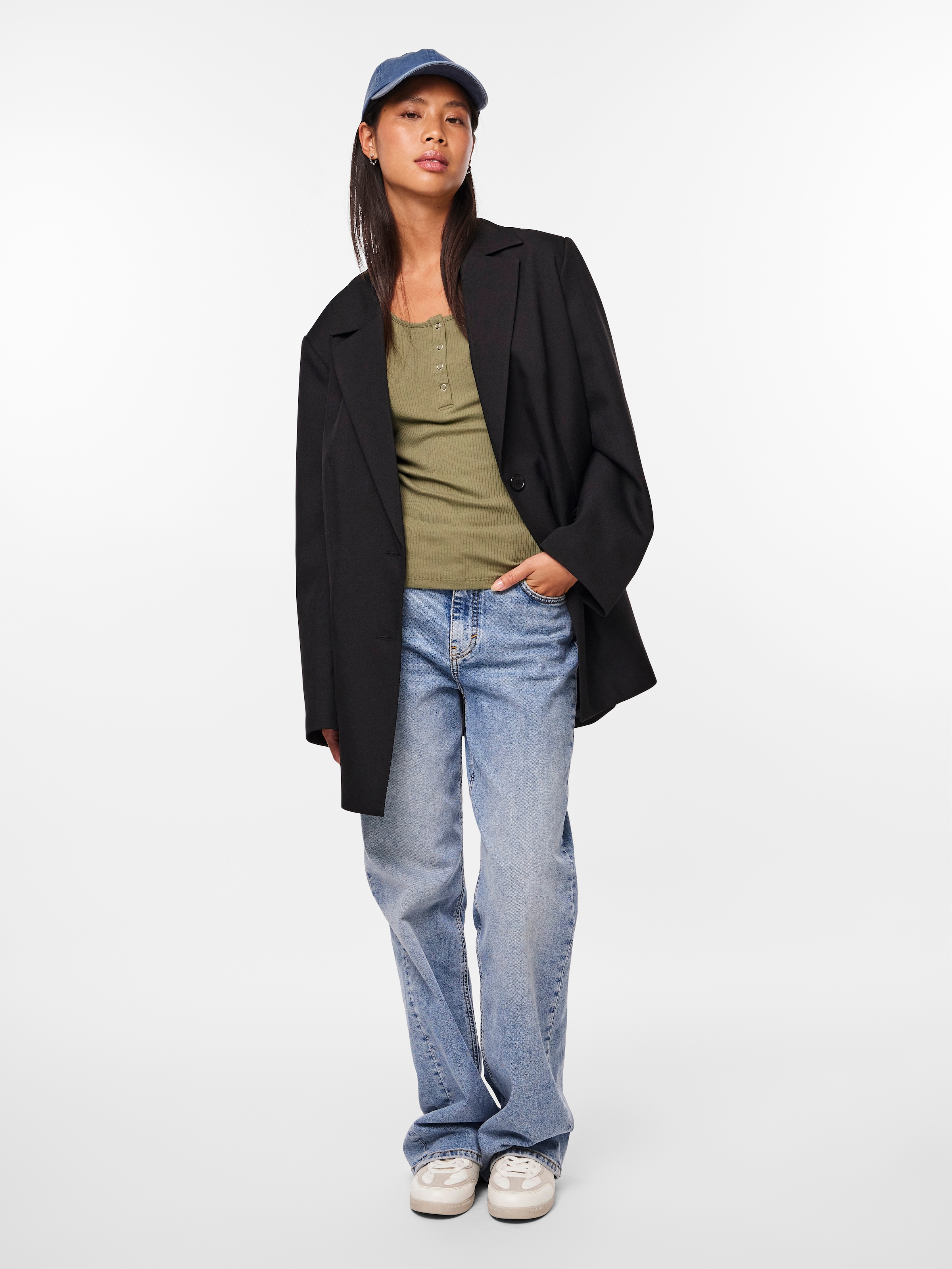 pieces Kurzarmshirt »PCKITTE SS TOP NOOS BC« Baumwollmischung, slim fit