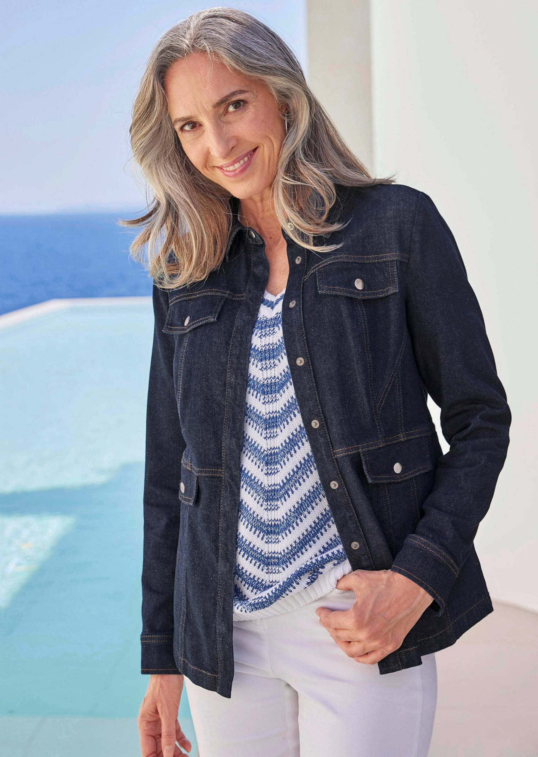 GOLDNER Kurzjacke »Kurzgröße Jeansjacke mit sportlichen Details«