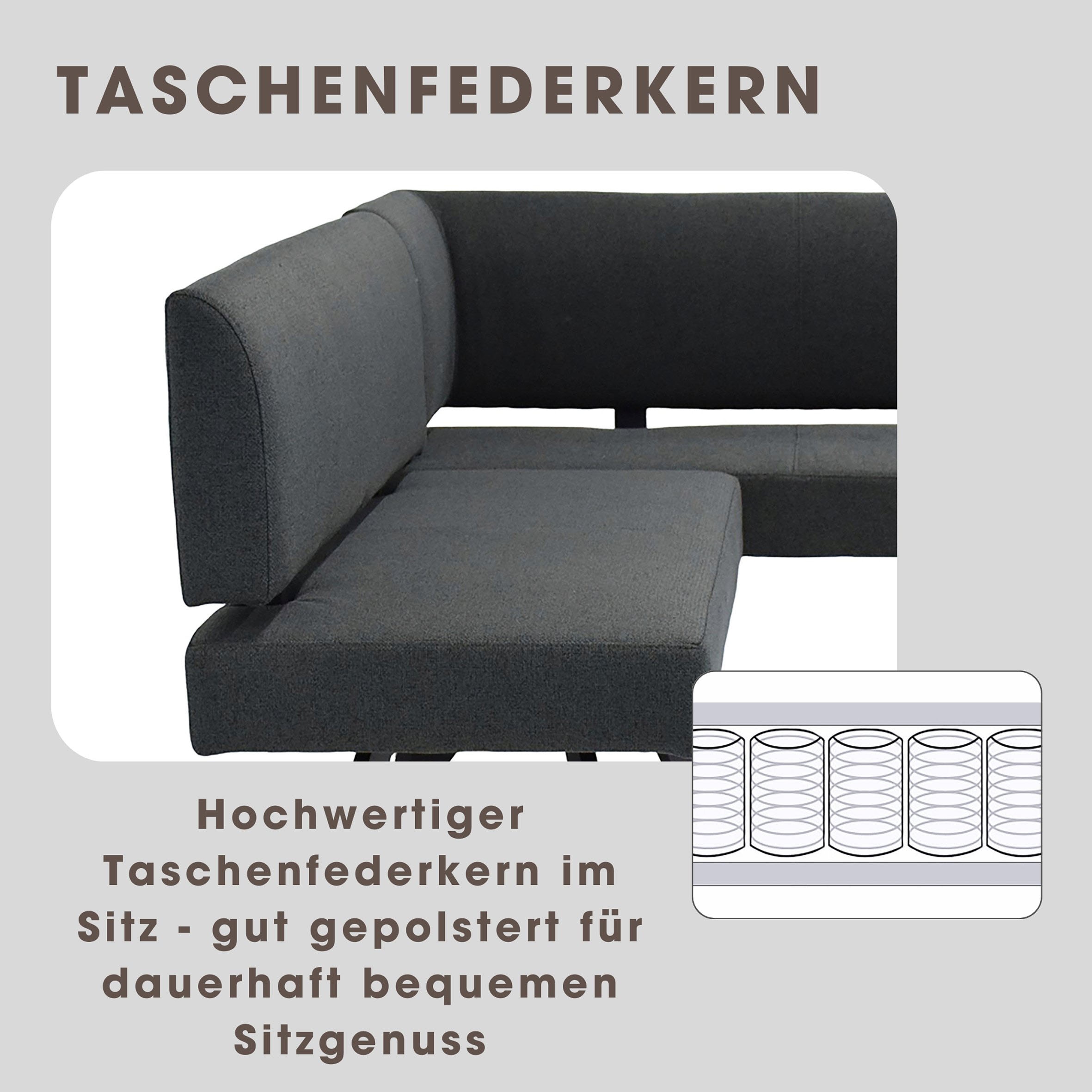 byLIVING Eckbank »TORONTO« Webstoff, bis 160 kg, Taschenfederkern, 4-Fußgestell, 3 Sitzplätze
