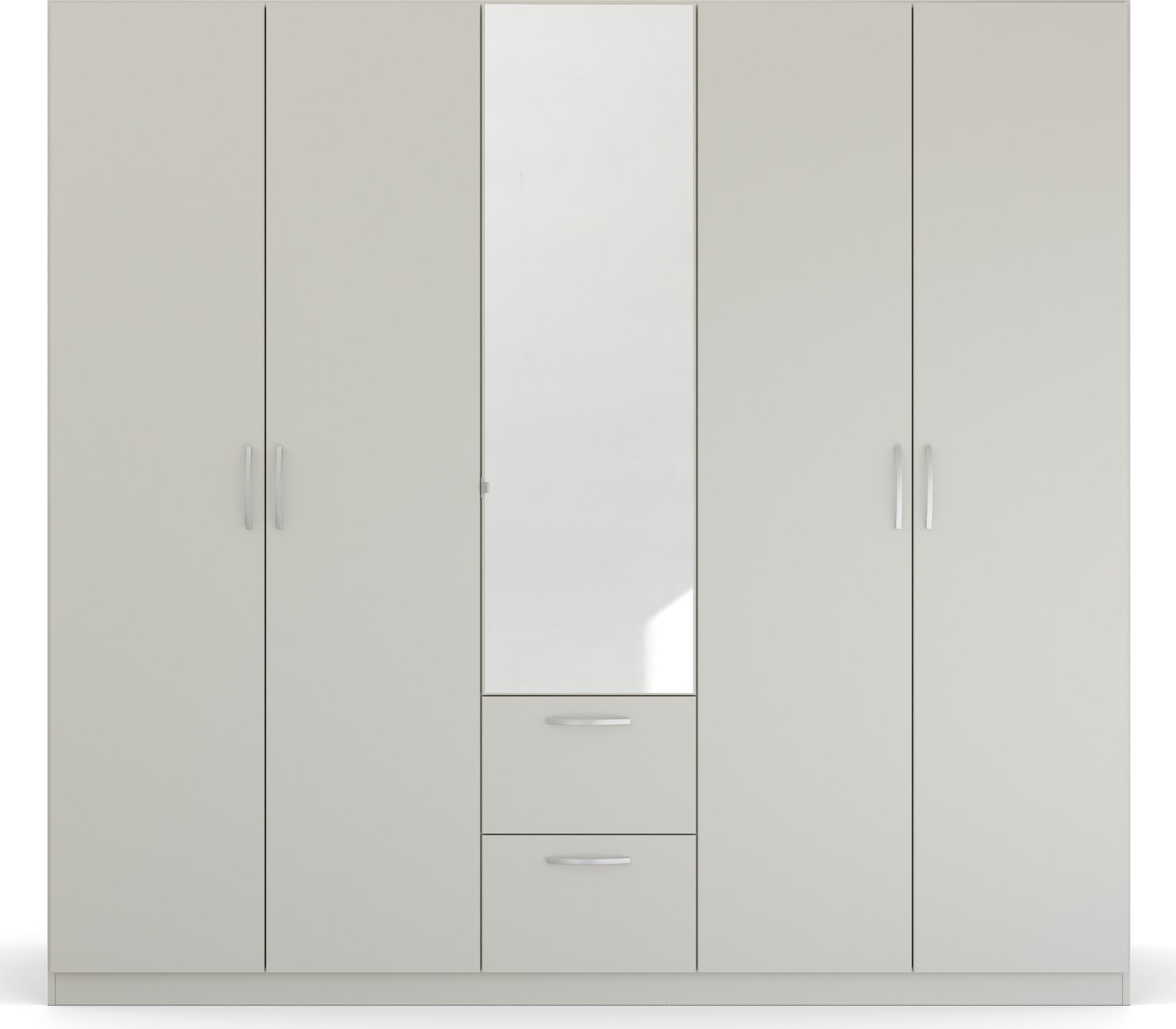 rauch Drehtürenschrank »Kleiderschrank Schrank Garderobe Ankleide PURE BY QUADRA SPIN« Breiten: 181/226/271 cm, Höhe 210 cm,  mit Spiegel, in puristischem Design, Griffe alufarben MADE IN GERMANY