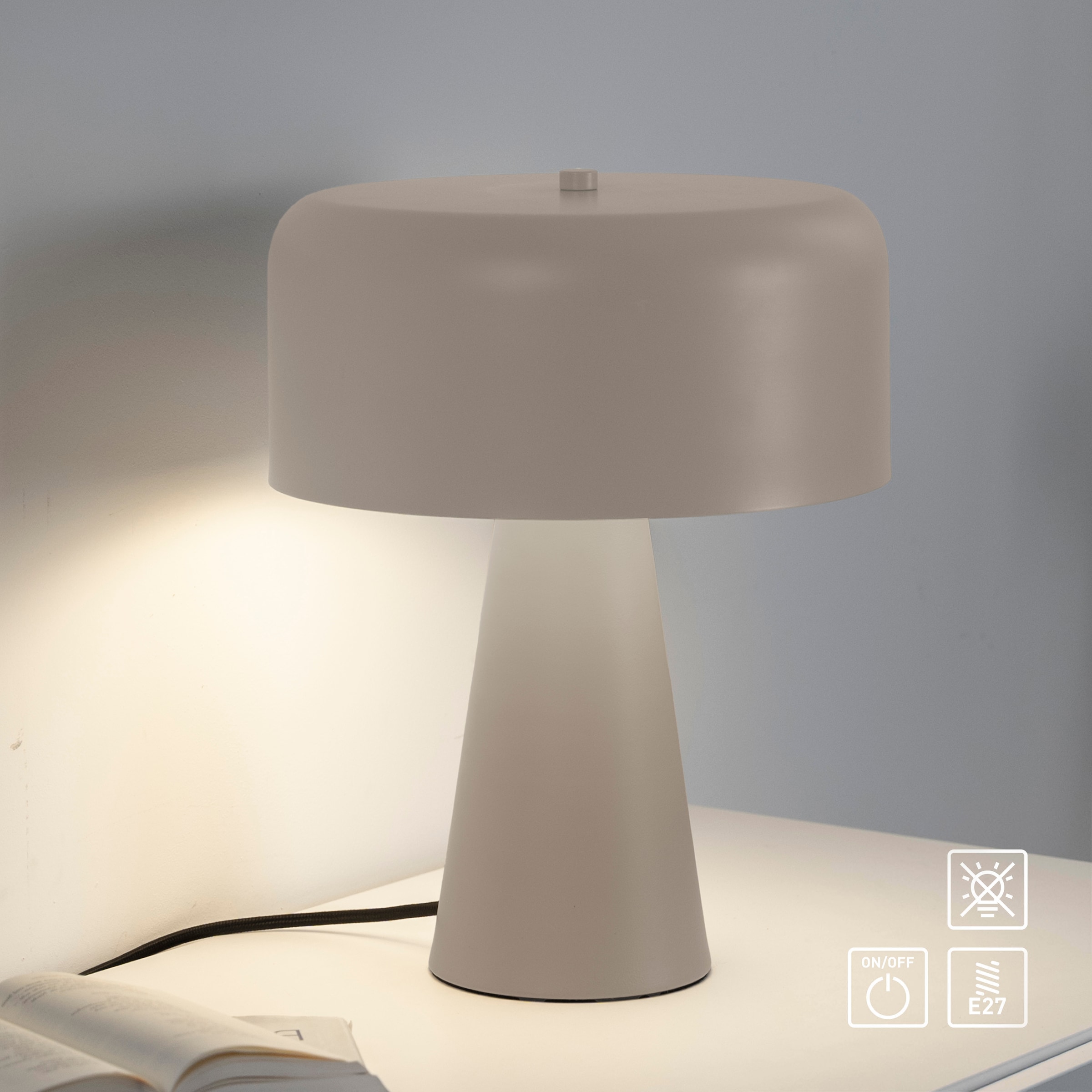 SCHÖNER WOHNEN-Kollektion LED Tischleuchte »PENTO« E27 1 Stk. SCHÖNER WOHNEN Kollektion, Schnurschalter, Downlight
