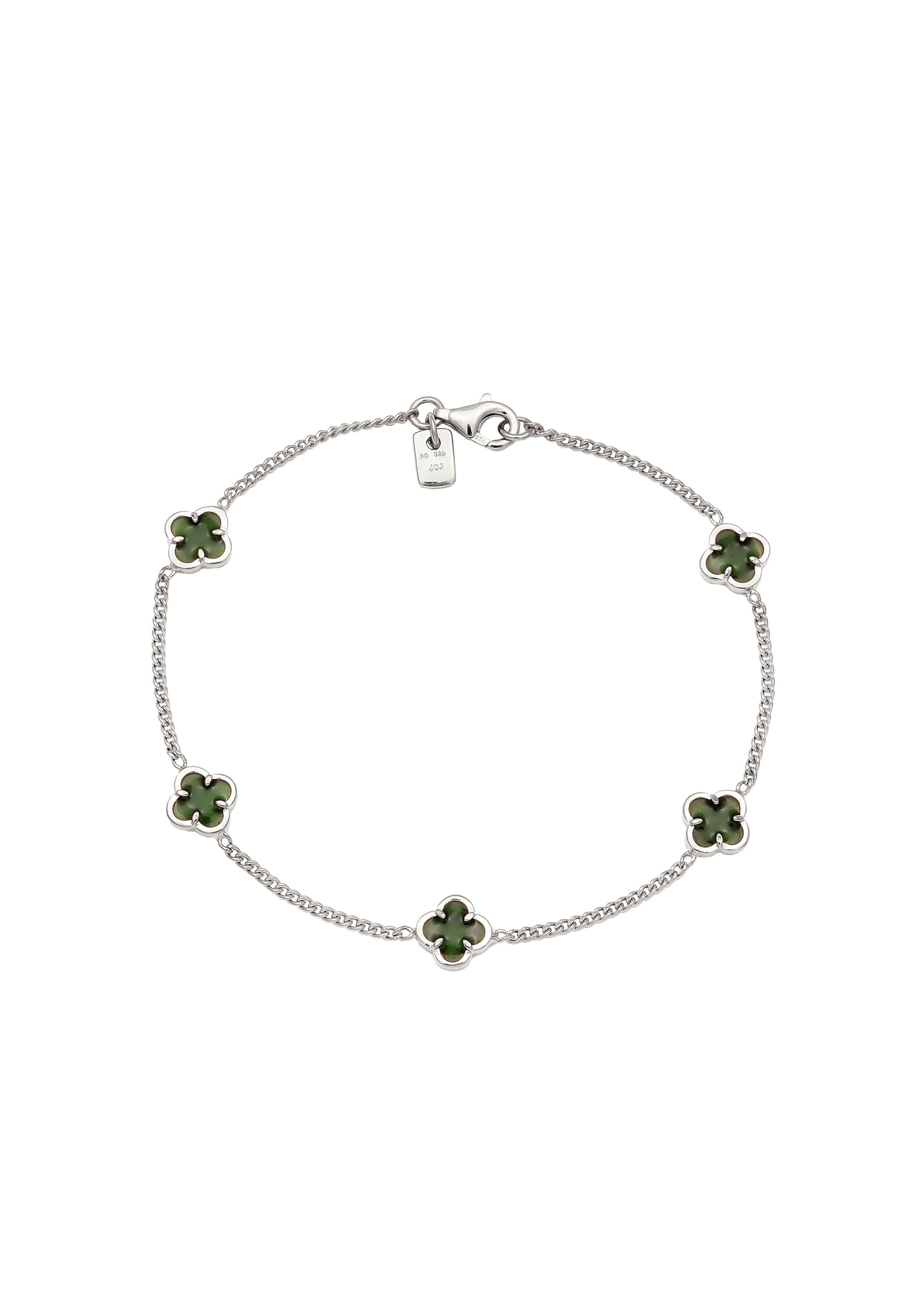 Kuzzoi Armkette »Armband Kleeblatt Emaille 925 Sterling Silber vergoldet«