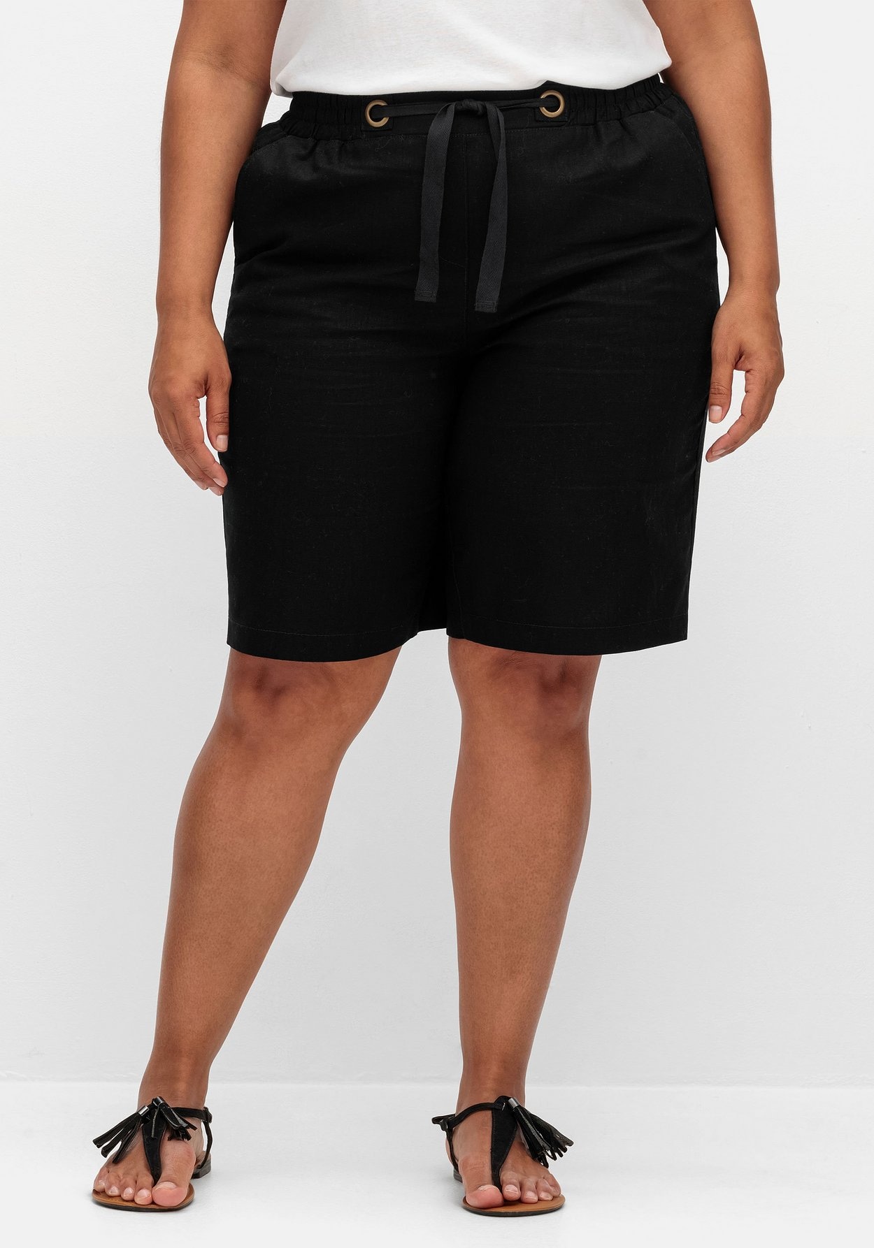 Sheego Bermudas »Bermudas im Leinen-Mix, mit Gummibund«