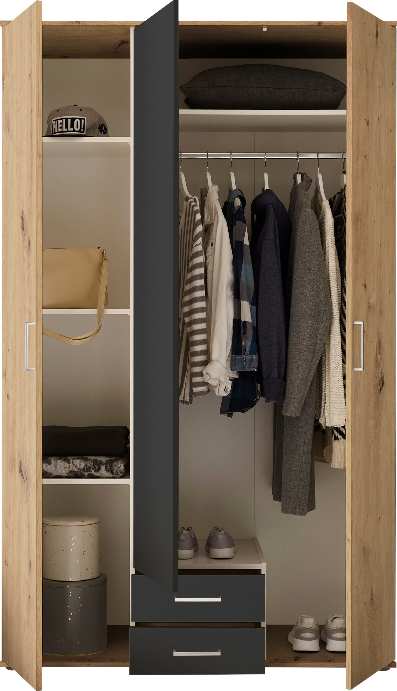 Schlafkontor Kleiderschrank »Marburg Bestseller Schrank Garderobe mit Schubladen«, Schlafzimmerschrank in Top Qualität, in 2 Breiten