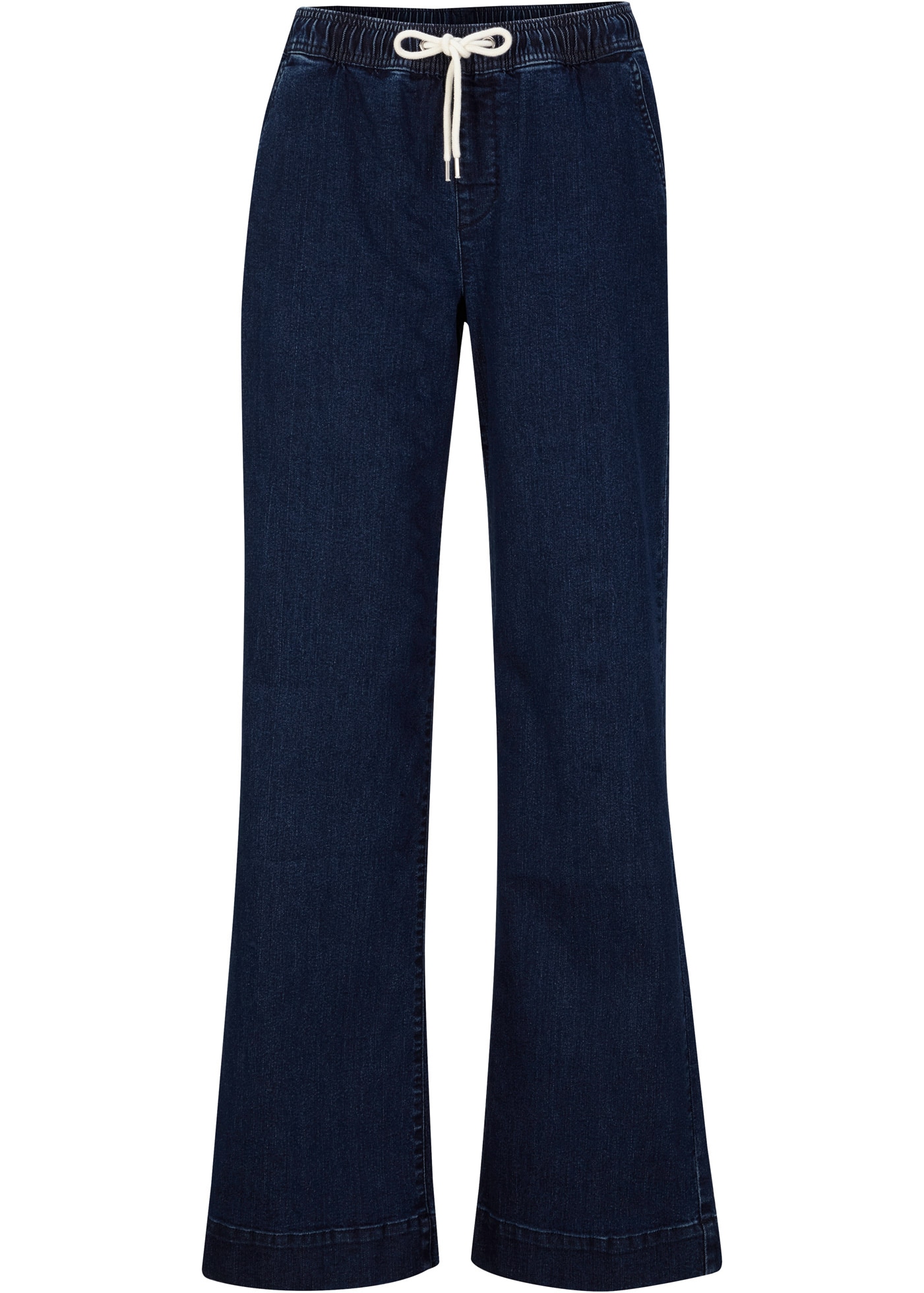 bonprix Weite Jeans »Wide Leg Jeans Mid Waist, Stretch« Loose Fit Passform, mit elastischem Bund und Tunnelzug