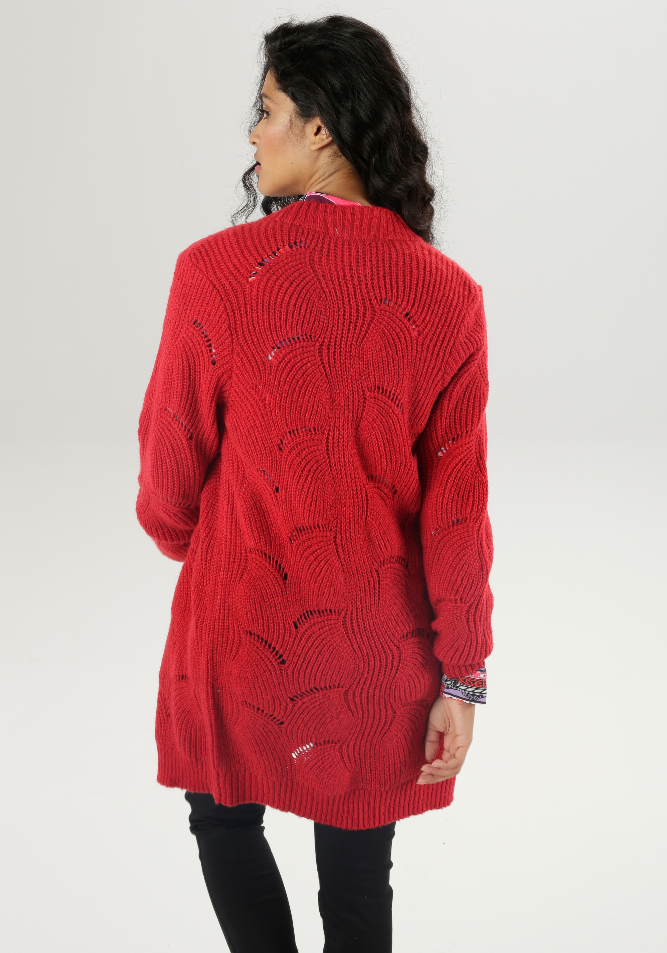 Aniston SELECTED Longstrickjacke, mit Lochstrick-Muster