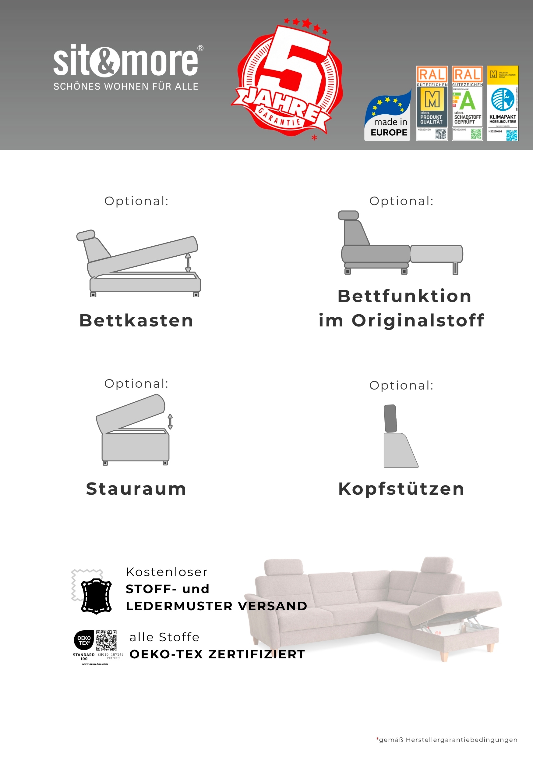 Home affaire Sofa-Kopfstütze »Palmera, B: 50 cm« Set: 2 Stück, passend zur Serie