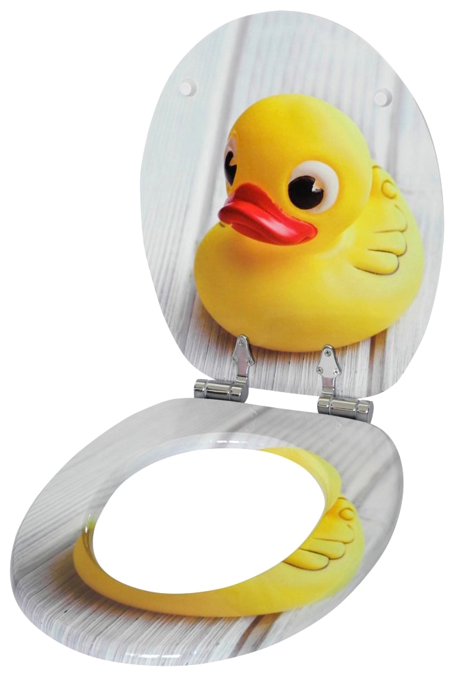 Sanilo Badaccessoire-Set »Ente«, (Komplett-Set, 3 tlg.), bestehend aus WC-Sitz, Badteppich und Waschbeckenstöpsel