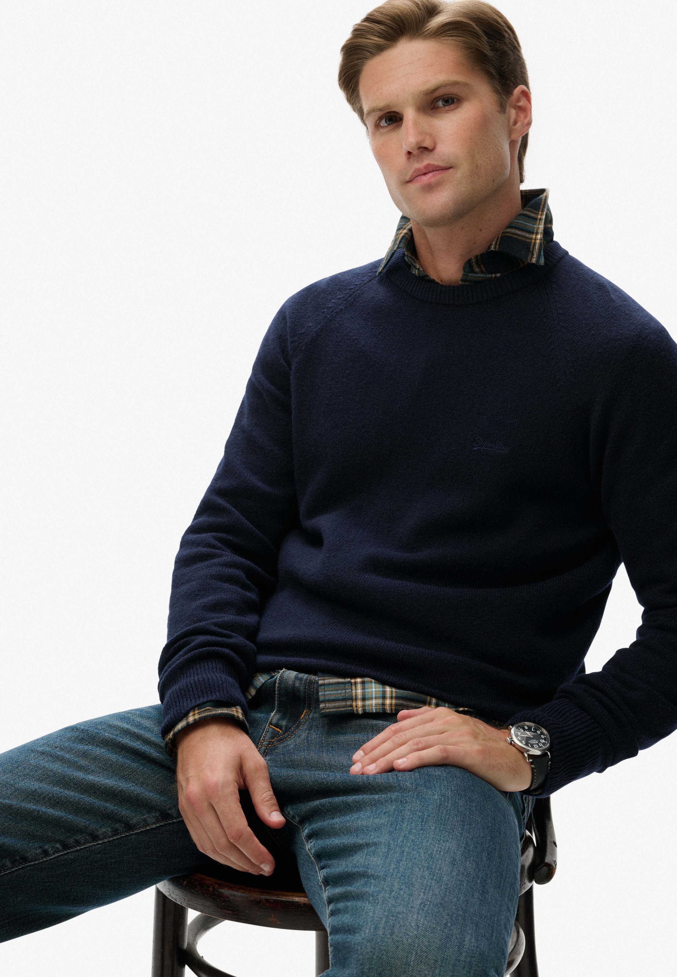 Superdry Strickpullover »WOOL BLEND JUMPER« aus Wolle, Nylon und Baumwolle, Regular Fit, mit Rundhalsausschnitt