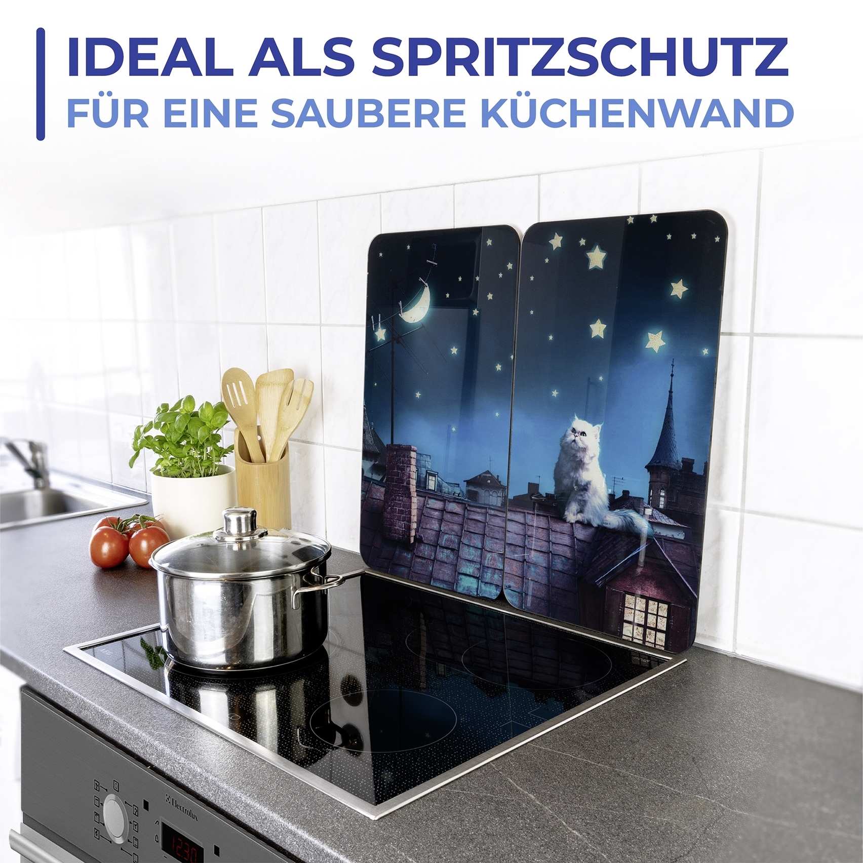 Maximex Herd-Abdeckplatte »Universal Modell Moon Cat«, (Set, 2 tlg.), Herdabdeckung für alle Herdarten, kratzfest, mit rutschfesten Füßen