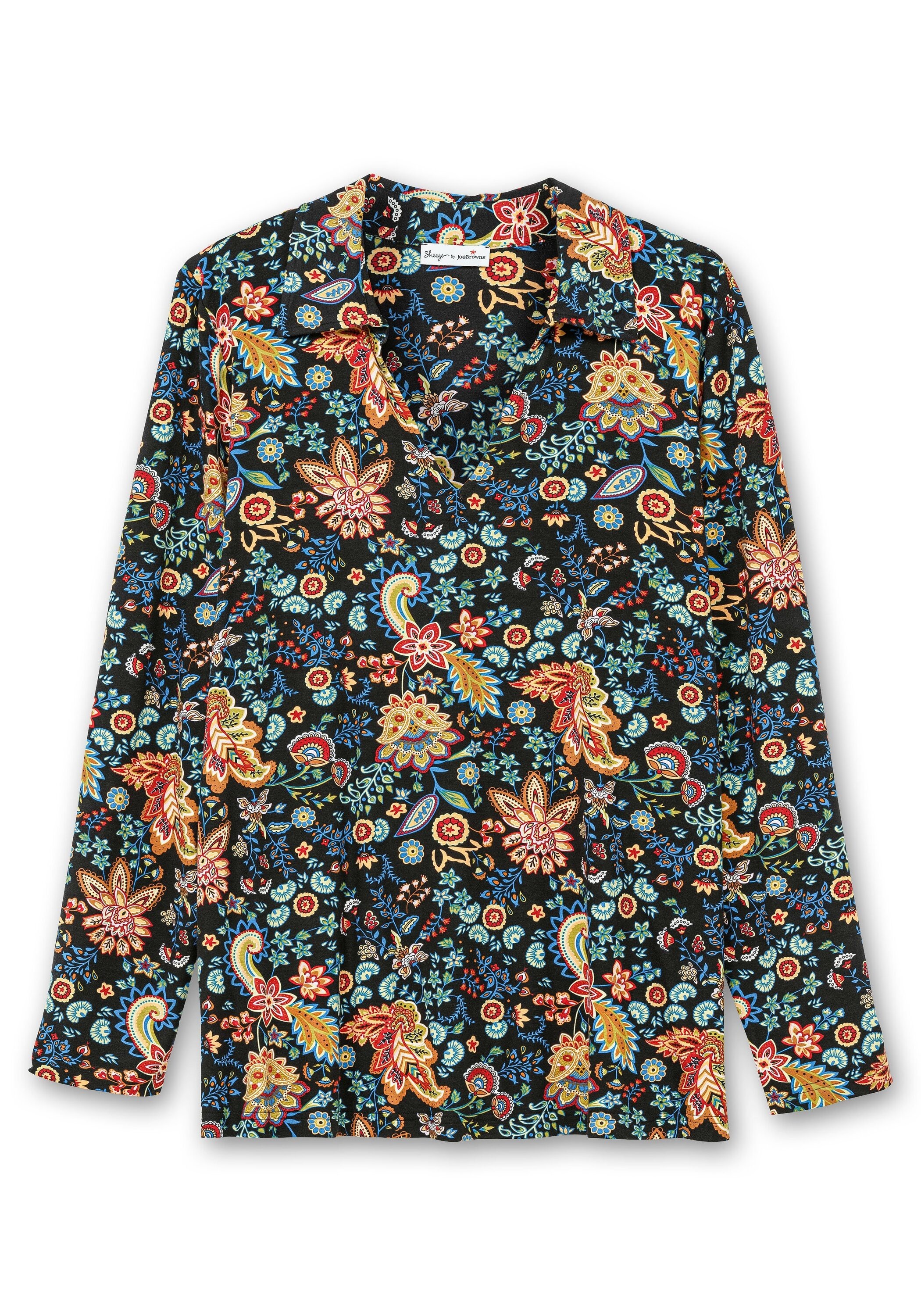 Sheego Langarmshirt »Langarmshirt mit Paisleyprint und Polokragen«, mit Paisleyprint und Polokragen