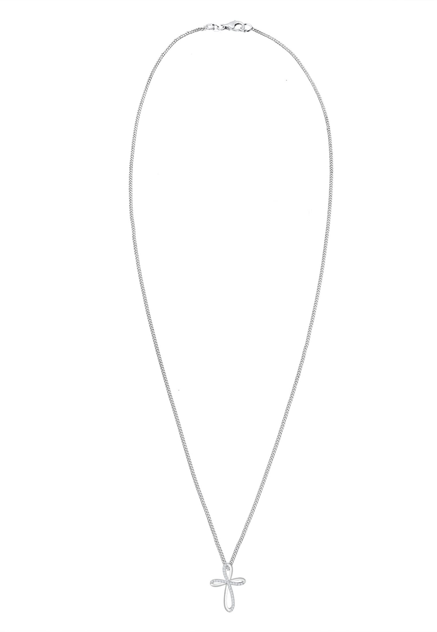 Elli Premium Silberkette »Halskette Kreuz Zirkonia Weiß 925 Sterling Silber«