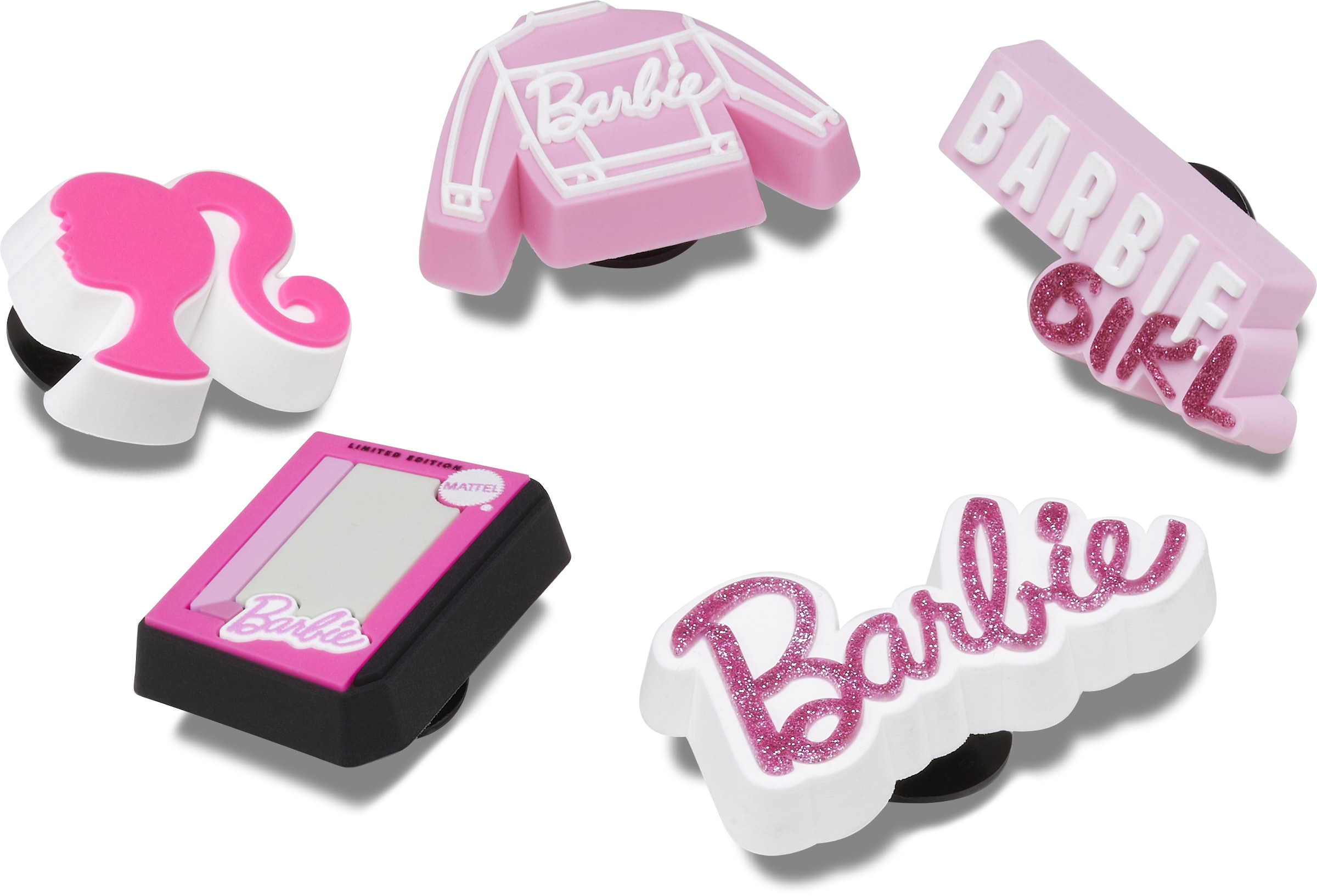 Crocs Schuhanstecker »Jibbitz™ Barbie«, (Set, 5 tlg., Kein Spielzeug. Nicht für Kinder unter 3 Jahren geeignet), mit verschiedenen Motiven