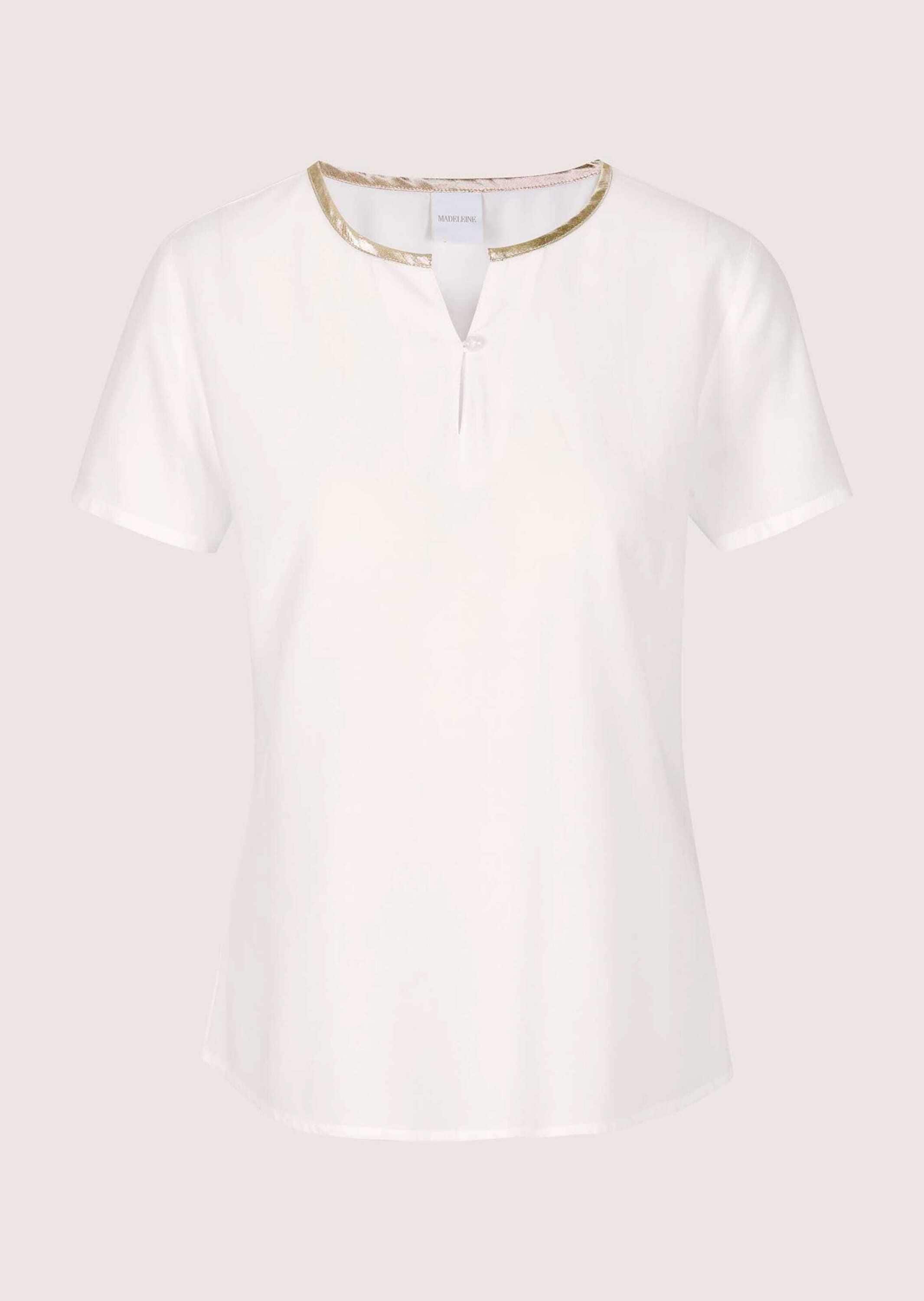 MADELEINE Kurzarmbluse »Blusenshirt Schlupfbluse mit Kontrastpaspel« Paspel