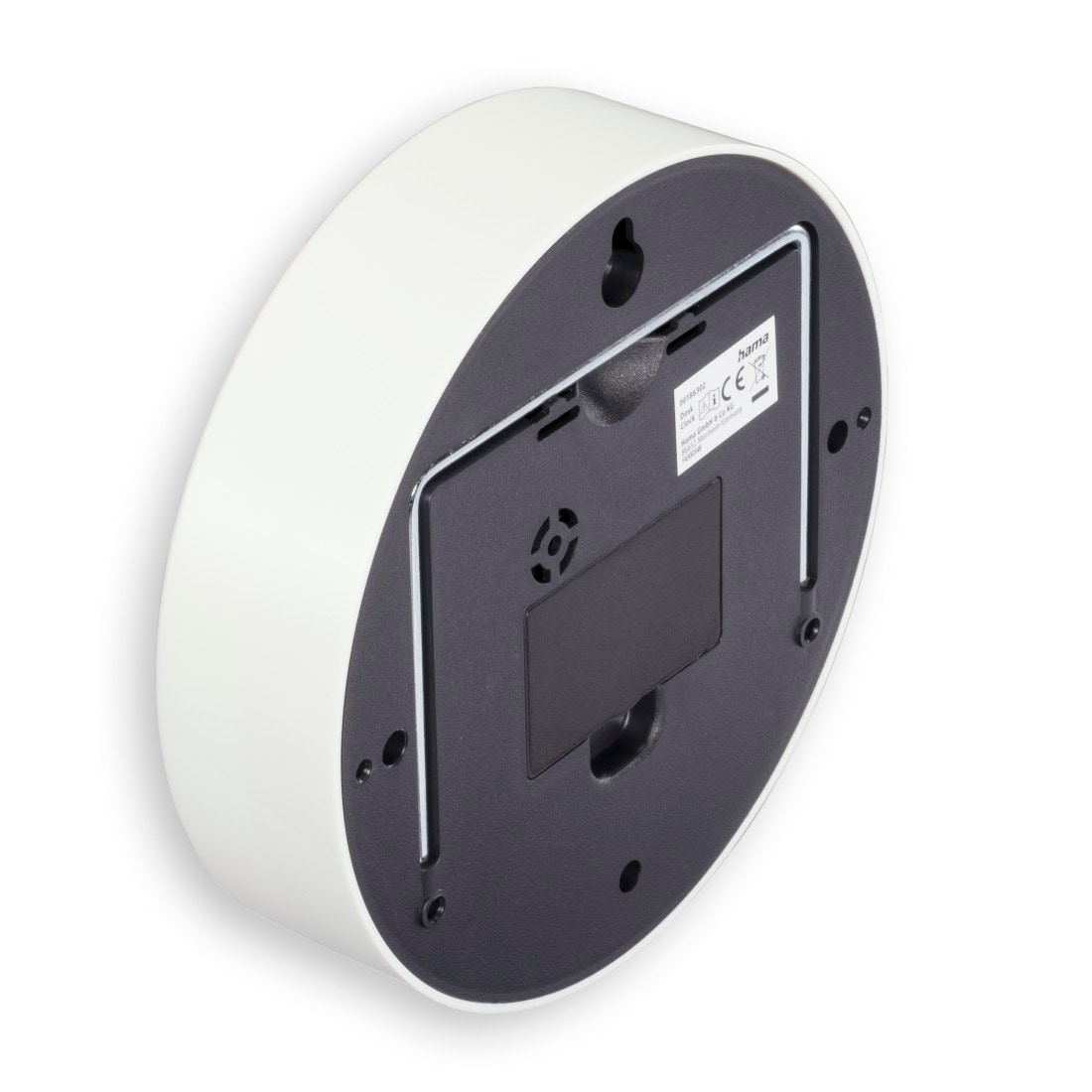 Hama Tischuhr »Tischuhr "Madeira", Ø 16 cm, ohne Ticken, Weiß« geräuscharm, mit ausklappbarem Standfuß