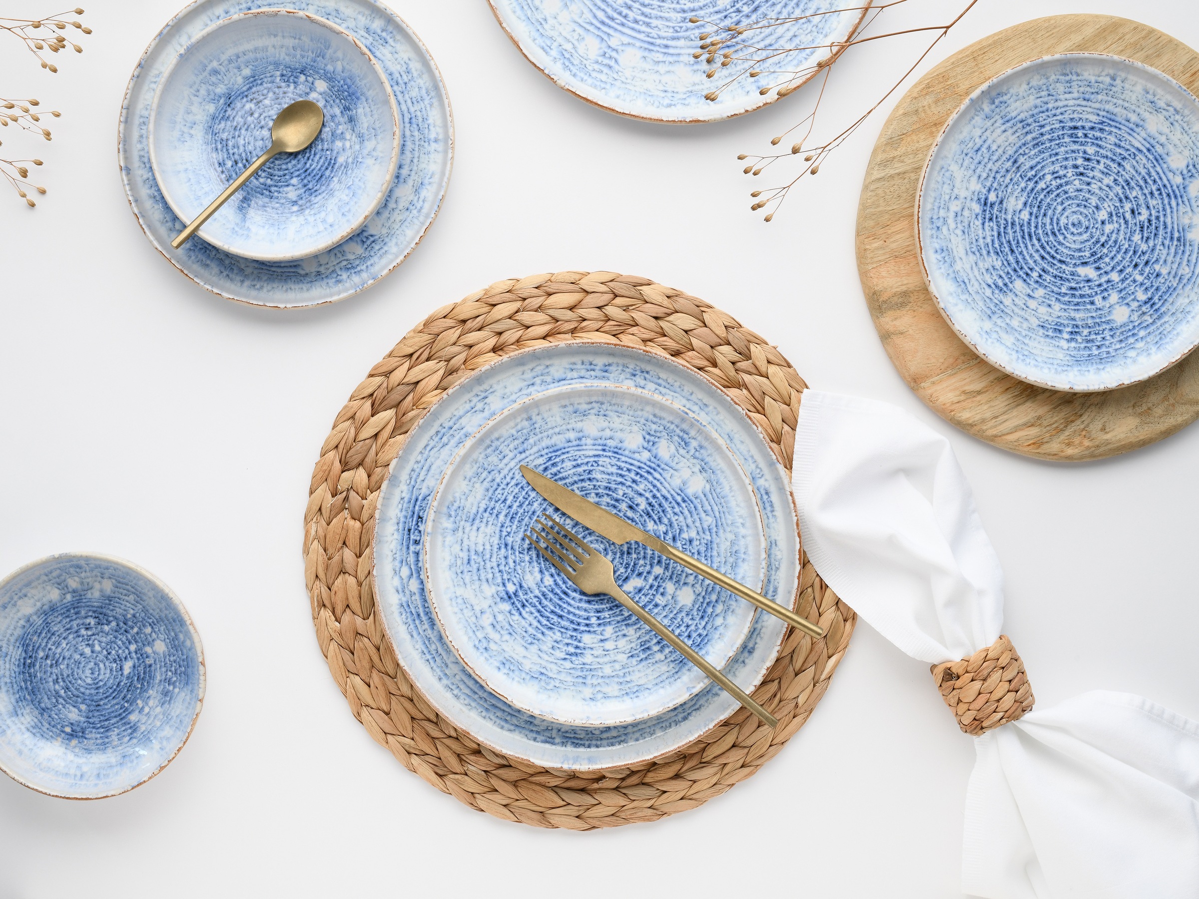 CreaTable Teller-Set »Uno Mykonos, Tellerset 12-tlg« Sommerlich, Vintage Style, Reaktivglasur