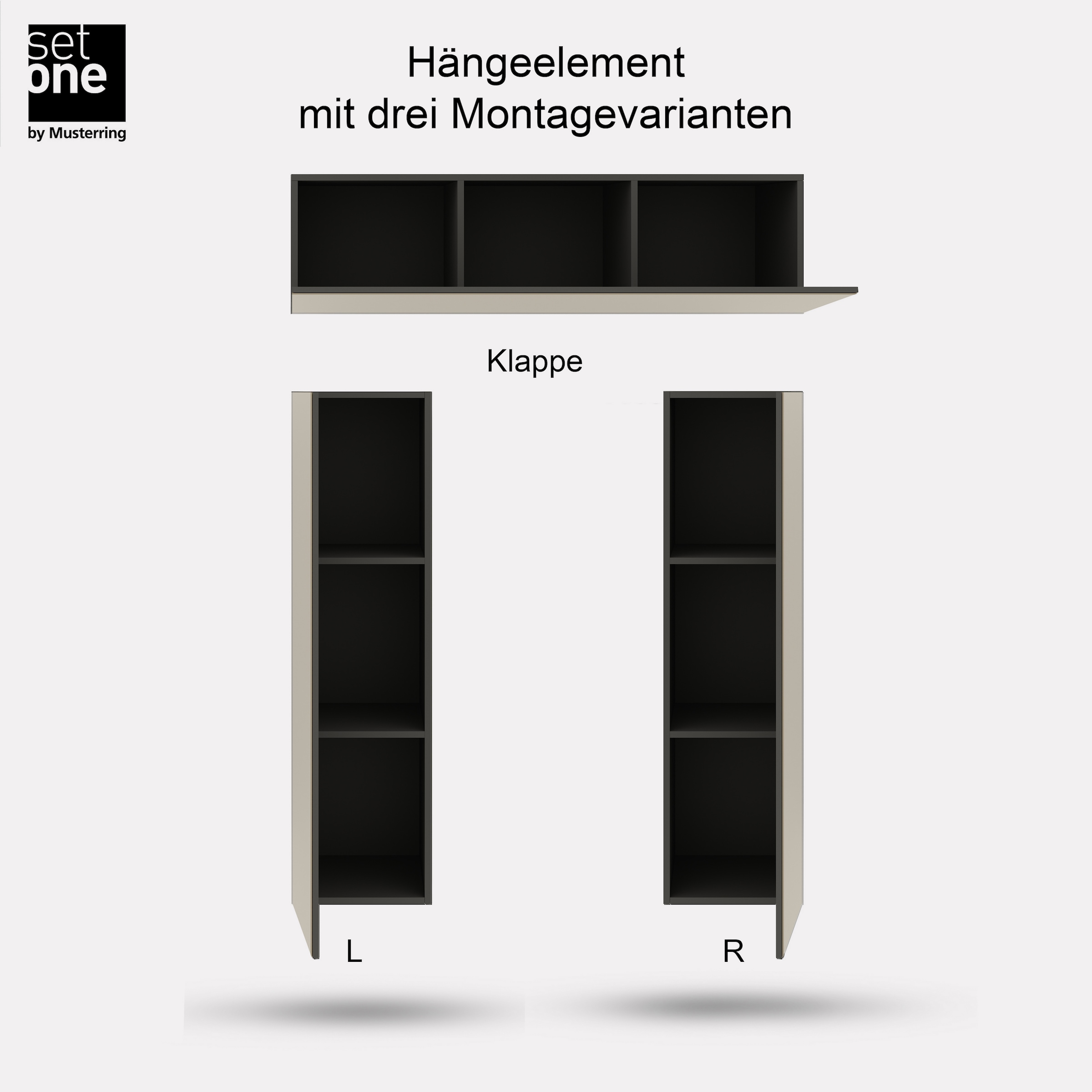 set one by Musterring Hängeschrank »Reno« 1 Stk. tlg. Für vertikale Montage, alternativ waagerecht montierbar