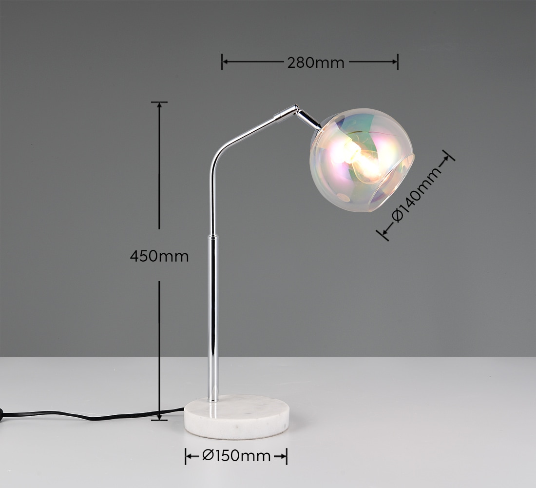 TRIO Leuchten Schreibtischlampe »PAXTON, exkl. 1x E14 max 10W, Leseleuchte Nachttischlampe« E14 1 Stk. warmweiß - kaltweiß mit Glas Lampenschirm, Schnurschalter, Höhe 45 cm, Tiefe 28 cm